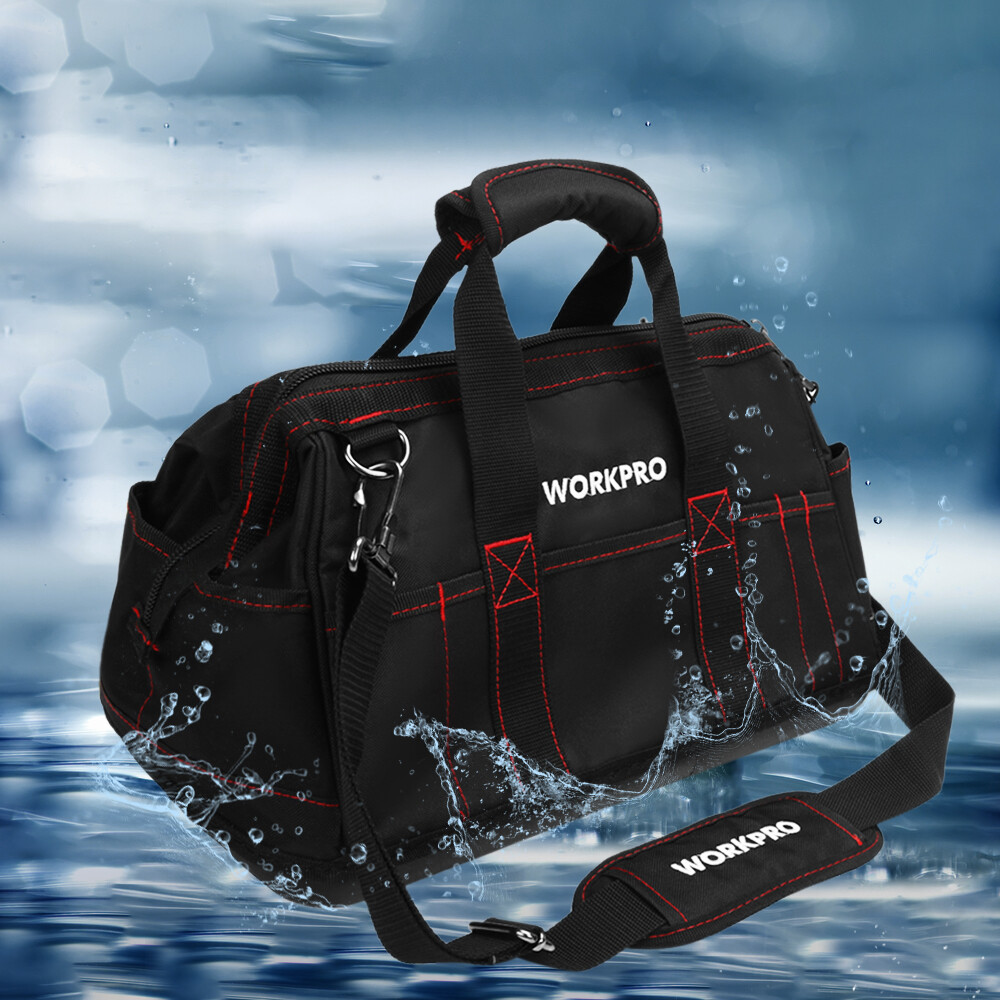 16-inch Wide Mouth Tool Storage Bag Close Top Organizer w/Waterproof Rubber Base