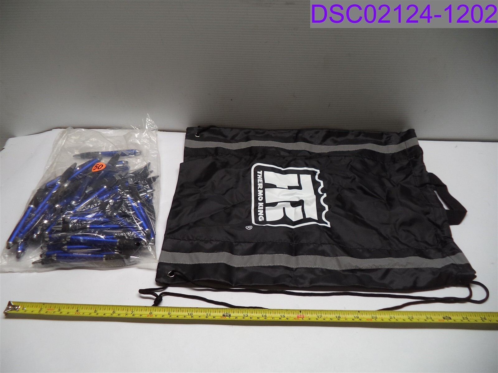Qty = 125 Pieces (50 Pens/75 Bags): Thermo King Black Drawstring Bags, 50 Pens