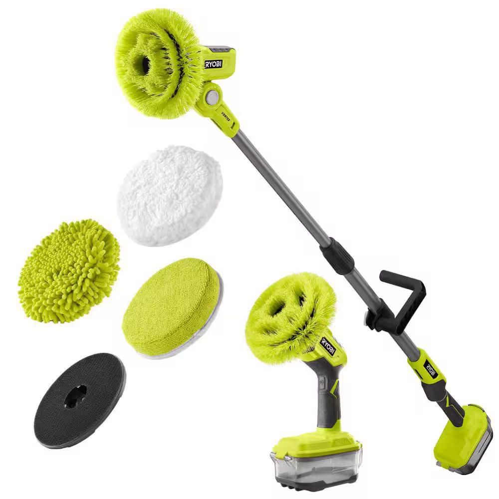 ONE+ 18V Cordless Telescoping Power Scrubber and Compact Power Scrubber Kit W/ B