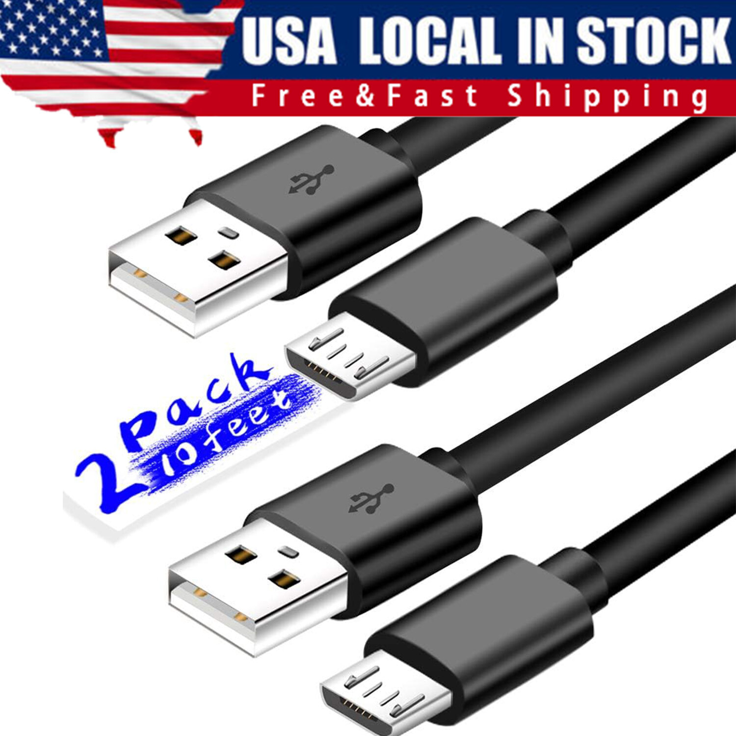 3/6ft Micro USB Fast Charging Cable Cord For Samsung Android Phone Charger Lot