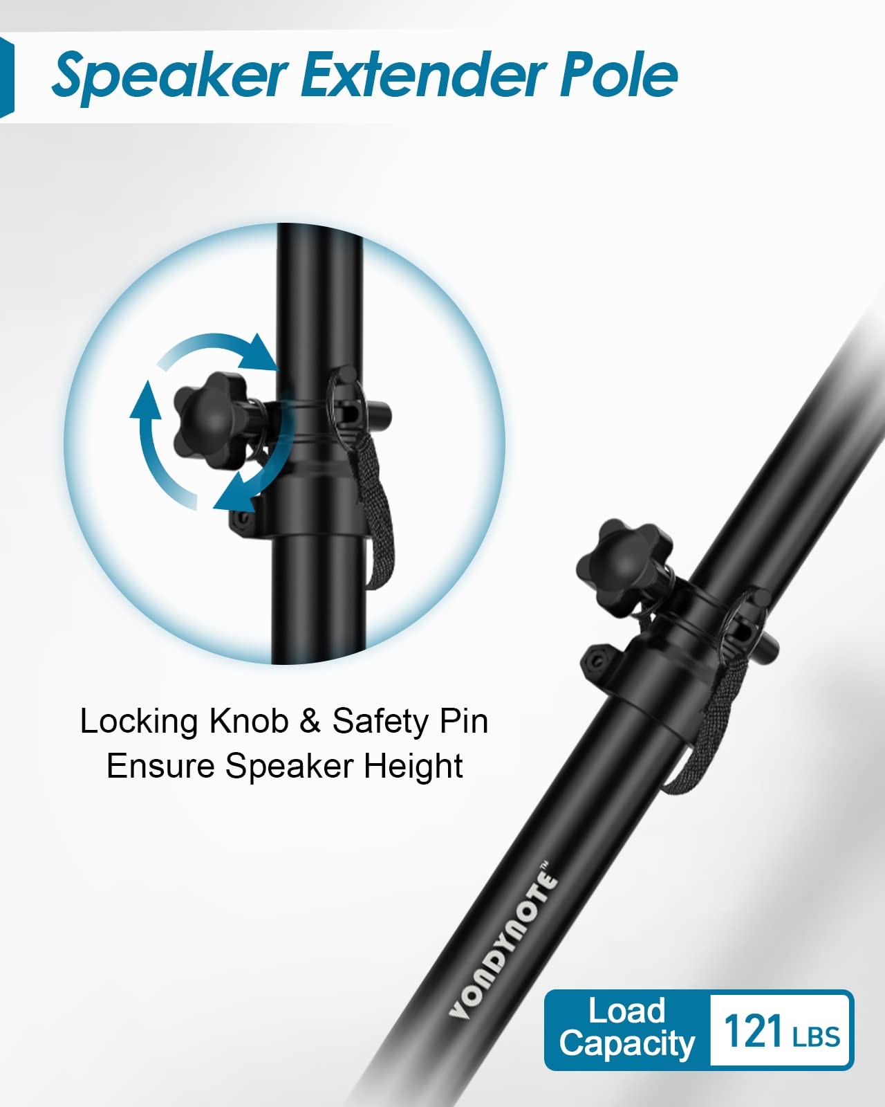 Set of 2 Adjustable Speaker Poles for Subwoofer with M20 Threaded Adapter