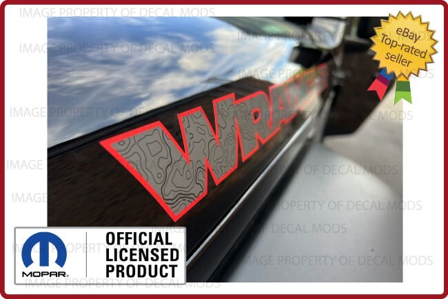 (2x) 07 - 18 Jeep WRANGLER Hood Decals Stickers JK topo map trail gray red FJ3V3
