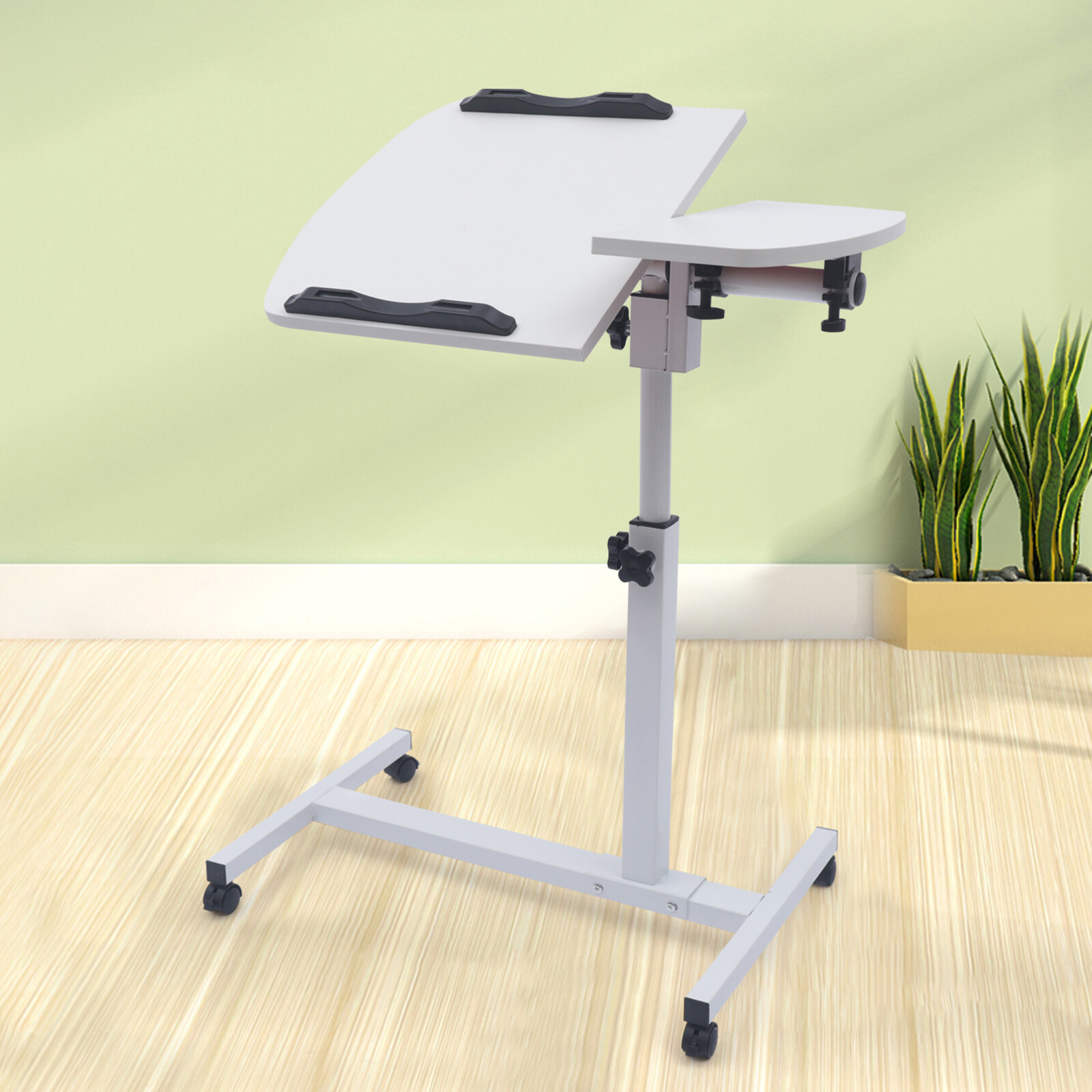 Office Laptop Desk Rolling Table Computer Mobile Stand Adjustable Portable NEW