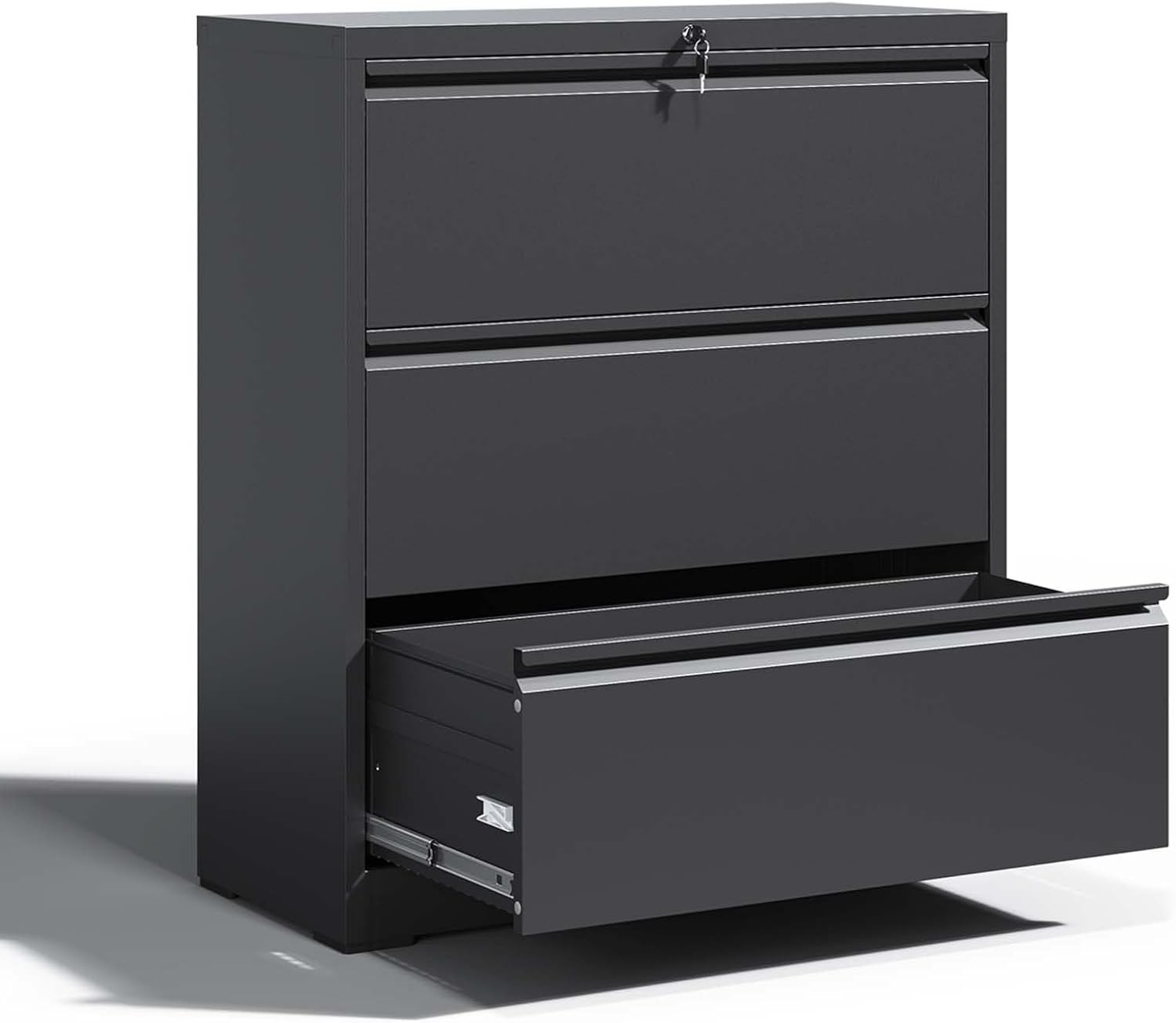 Locking Filing Cabinet with 3 Drawer Heavy Duty Large Metal Cabinet Home Office