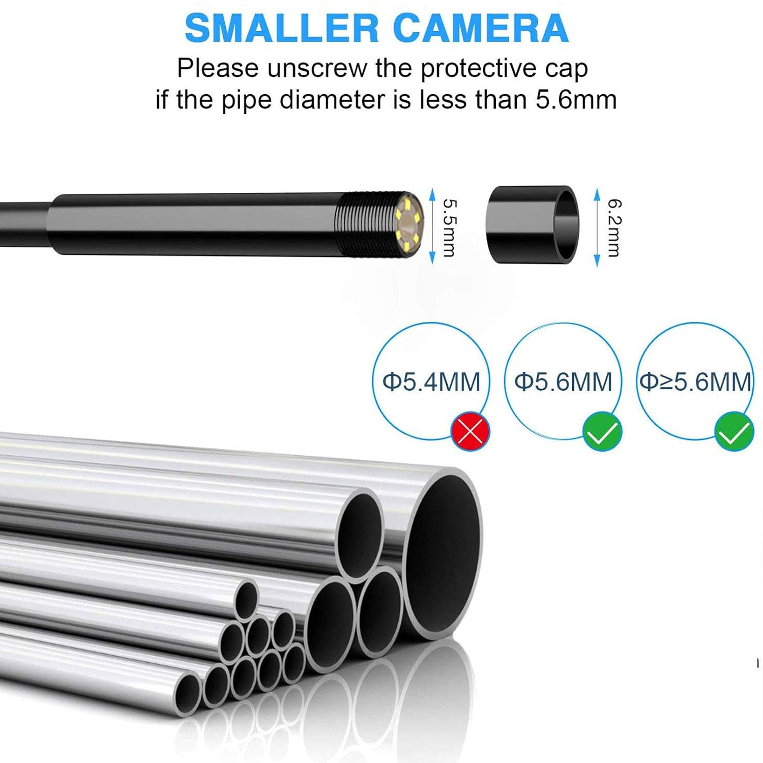 Wireless Endoscope Camera with Light HD Waterproof Wifi Borescope Flexible 5.5MM