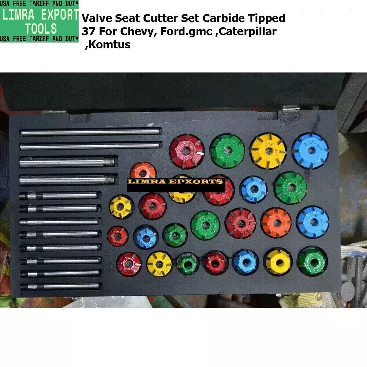 Valve Seat Cutter Set Carbide Tipped 37 For Chevy, Ford.gmc ,Caterpillar ,Komtus