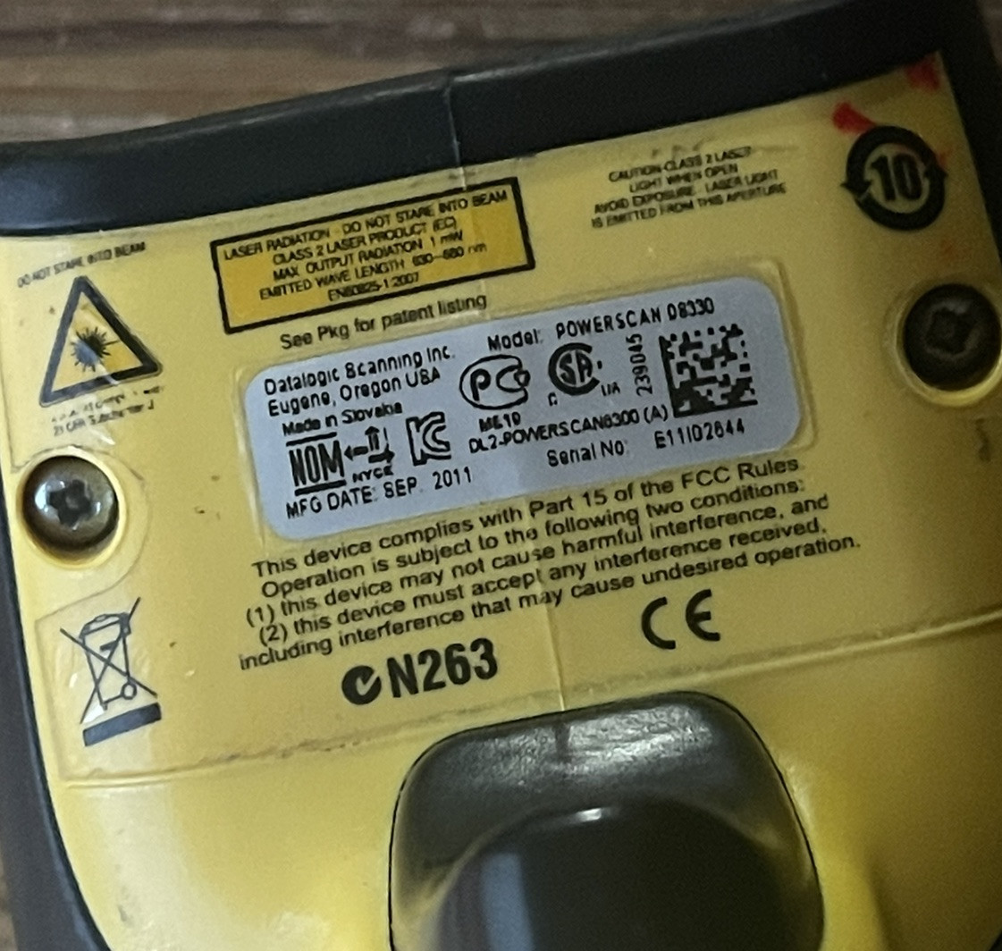 DATALOGIC POWERSCAN D8330 HANDHELD LASER BAR CODE SCANNER