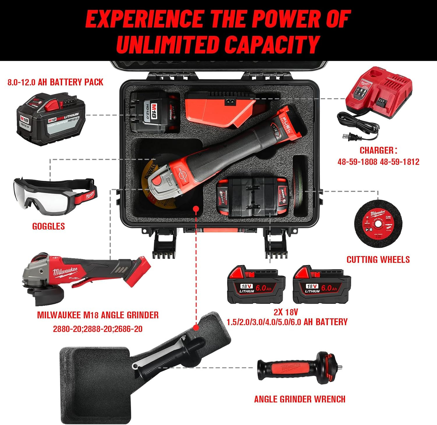 Case for Milwaukee M18 Angle Grinder - Custom Power Tools Hard Box | Custom Case