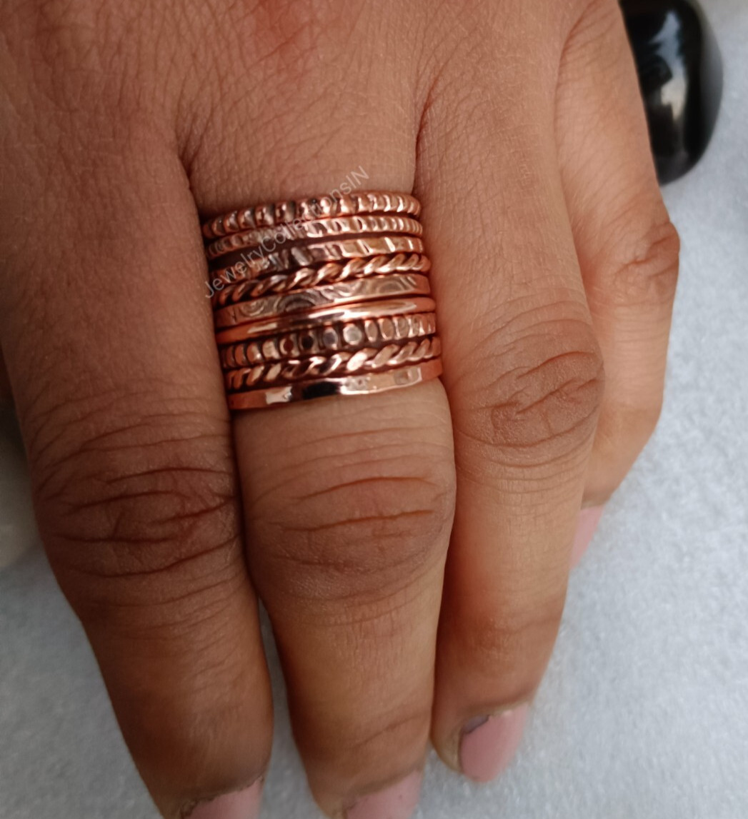 Pure Copper Stacking Ring Set Of 9 Rings Pure Copper Copper Stacking Ring B262