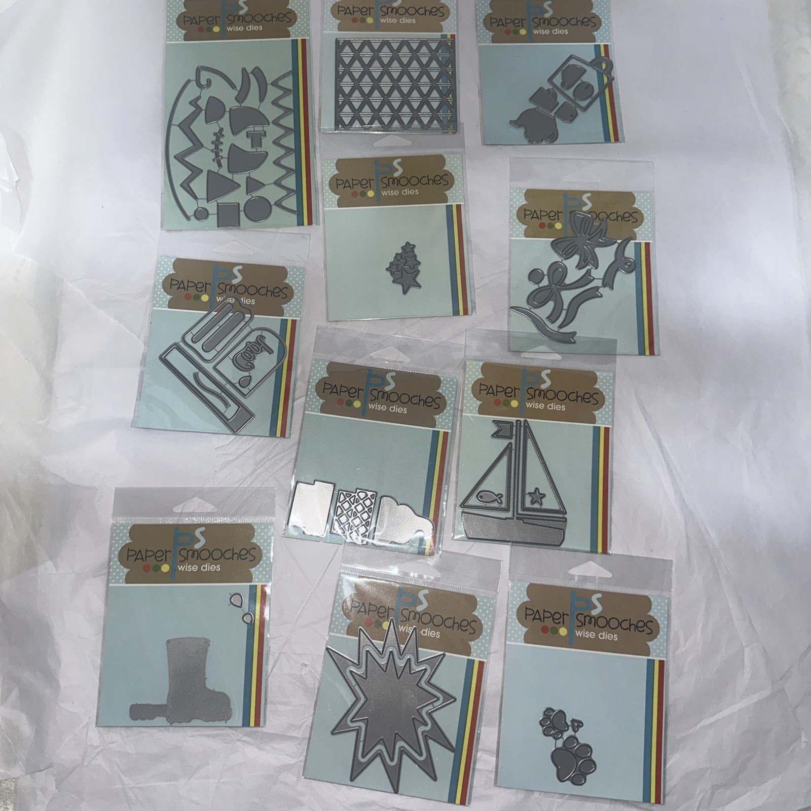 Lot of 10 Paper Smooches Wise Dies Metal Cutting Craft Die Sets - Retired