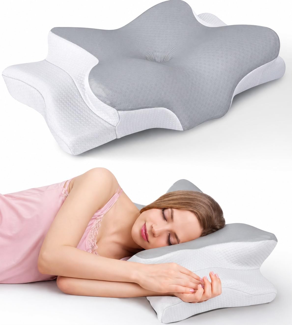Cervical Neck Pillow for Sleeping – Ergonomic Contour Pillow for Neck & Shoul...