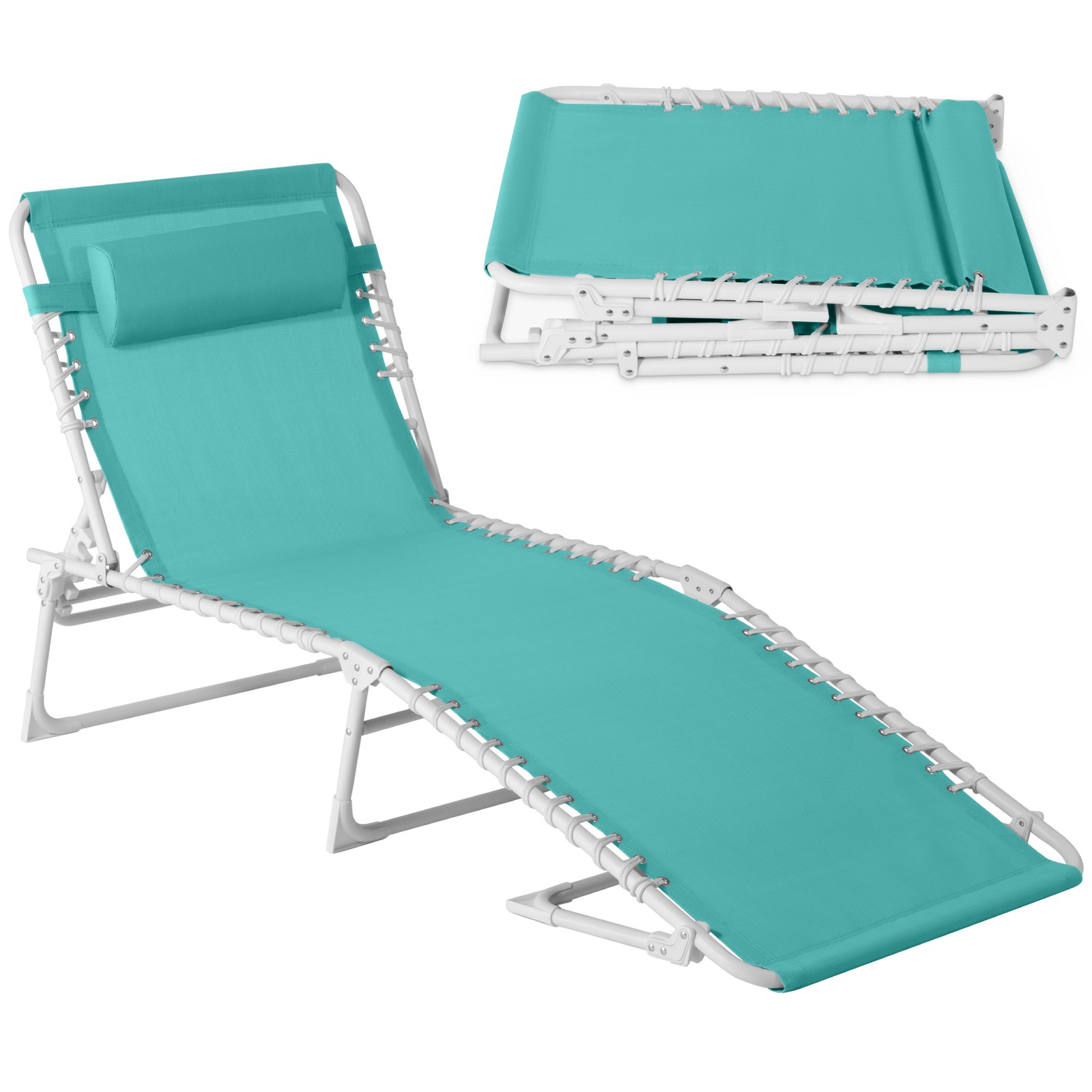 Best Choice Products Portable Patio Chaise Lounge Chair Outdoor Recliner Pillow