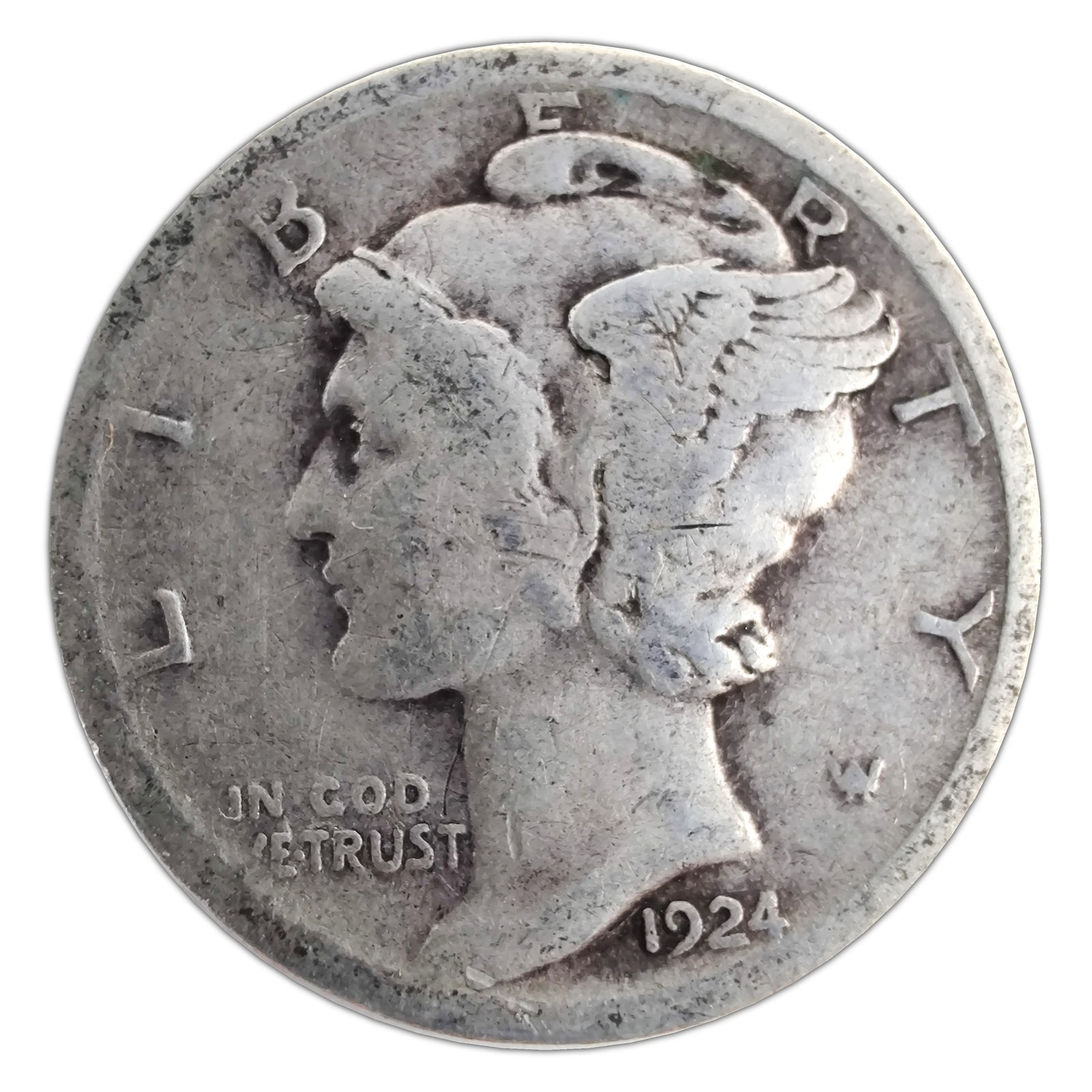 1924-P Mercury Dime G Good 90% Silver