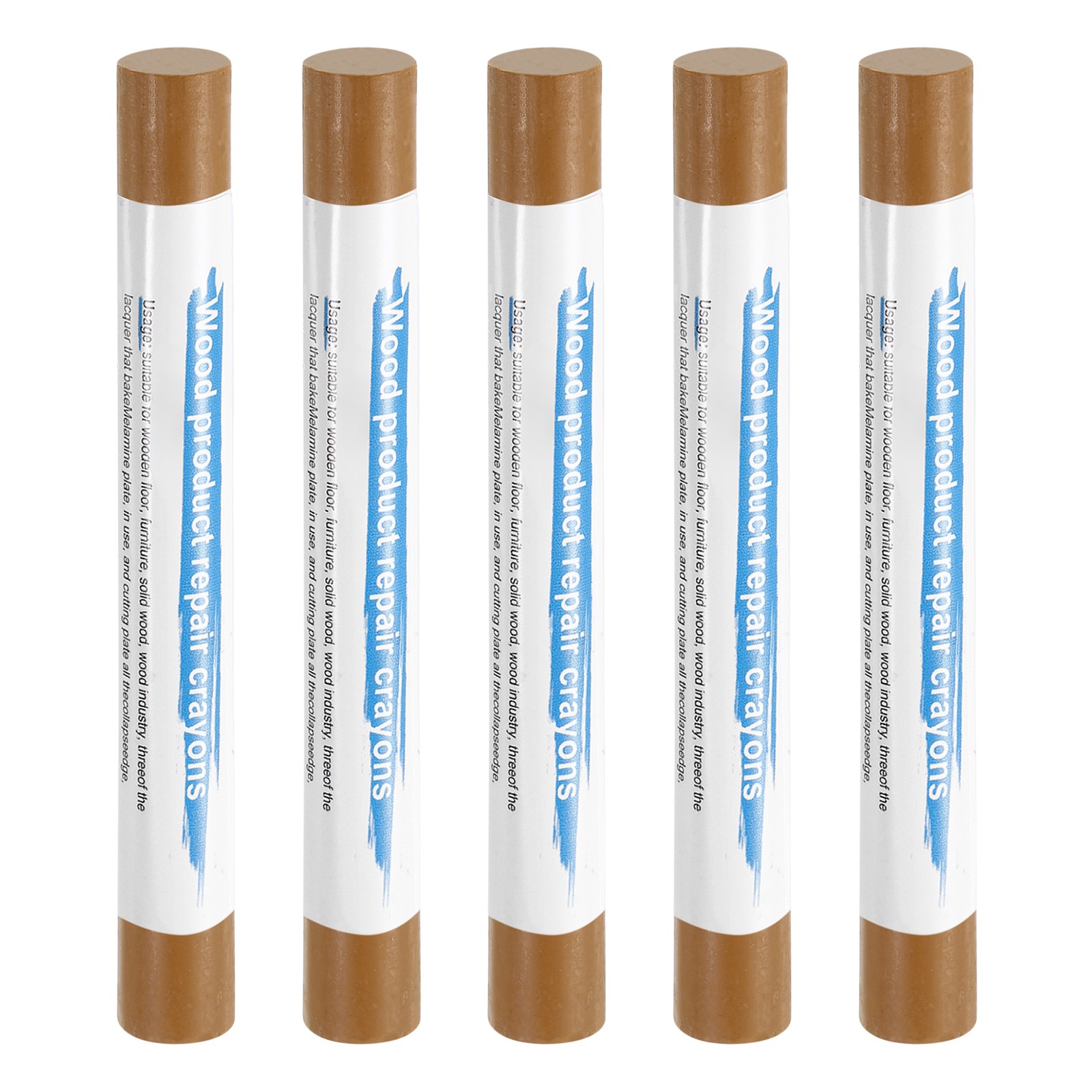 5pcs Wood Filler Sticks Wax Sticks for Scratches Wooden Holes, Golden Grain