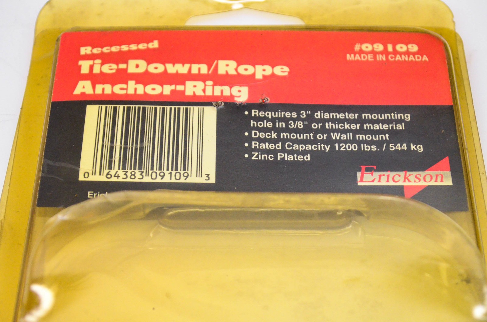 Erickson 09109, EK9109 Tie Down Rope Anchor Ring NOS