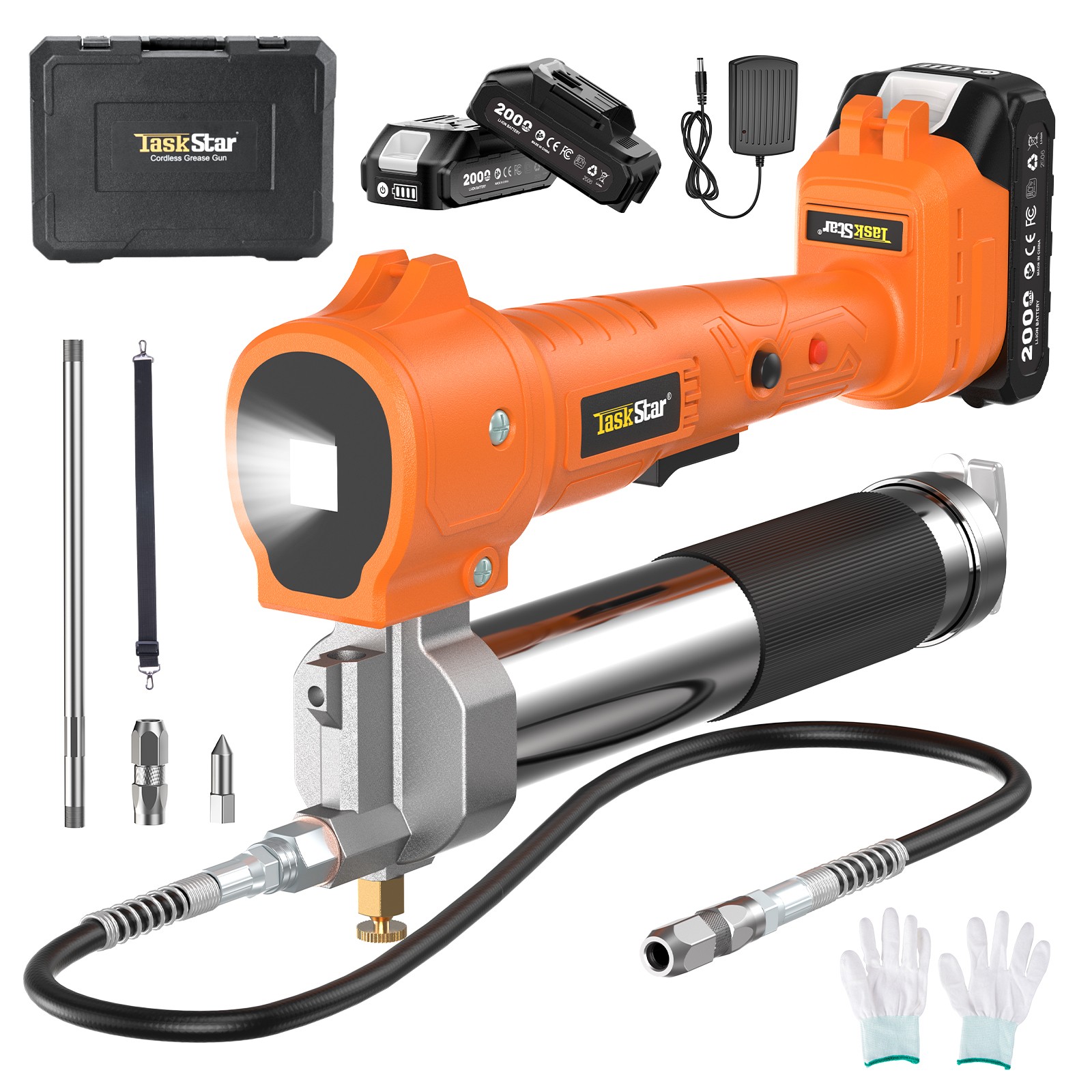 Electric Grease Gun Battery Powered 10000PSI Automatic Cordless Grease Gun