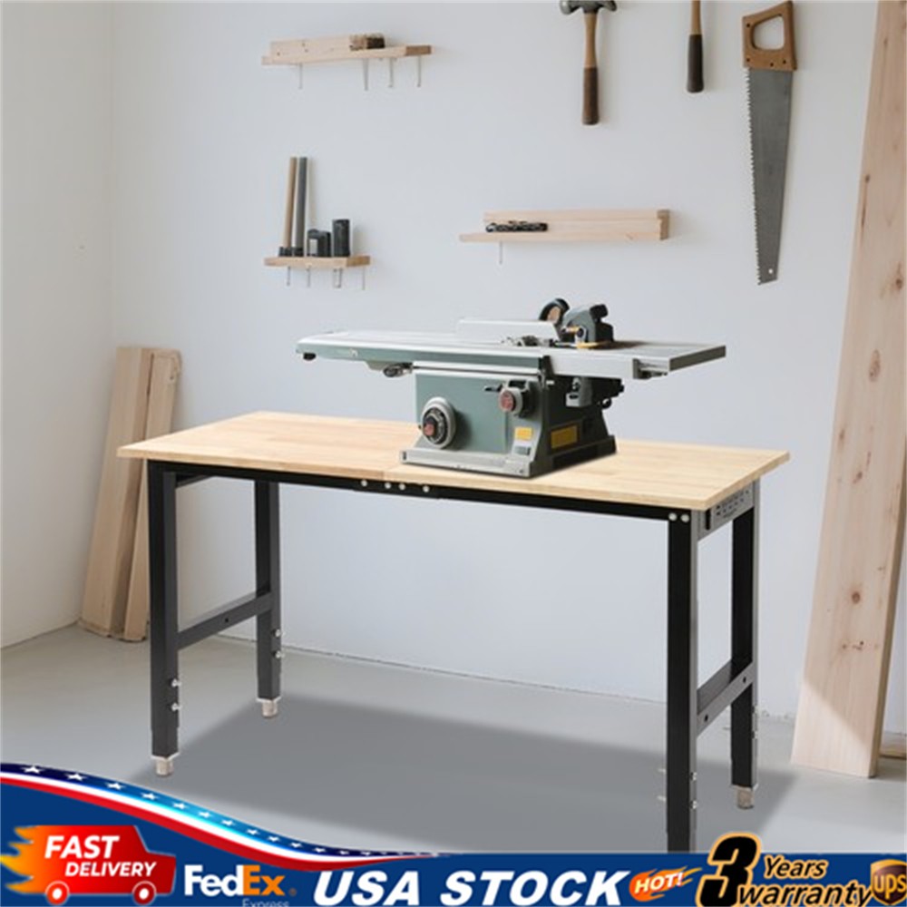 Max 2000 lbs Adjustable Height Workbench W/Power Outlets Heavy-Duty Work Table