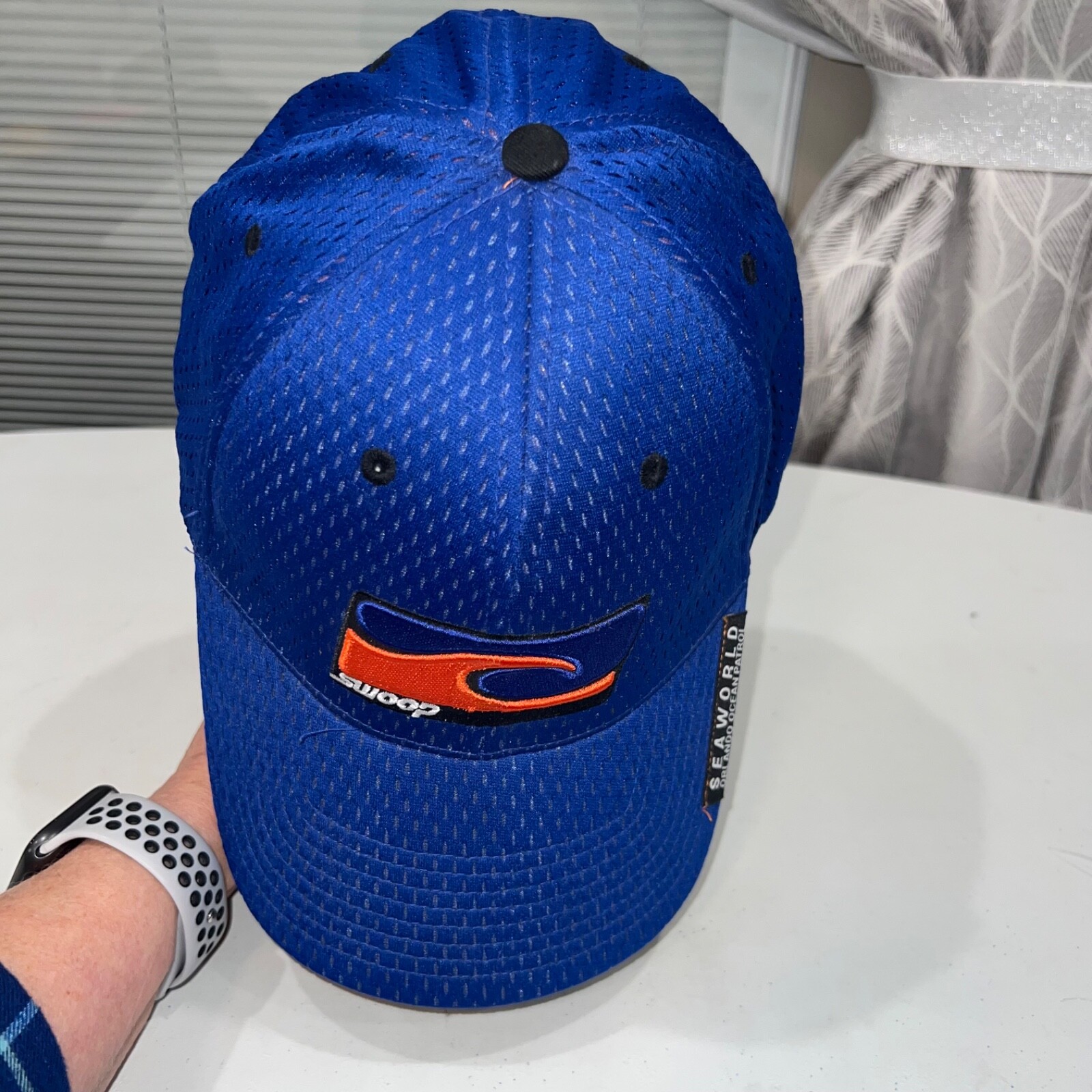 Seaworld Orlando Ocean Patrol SWOOP Hat Cap Orange Black Accents Flex Band