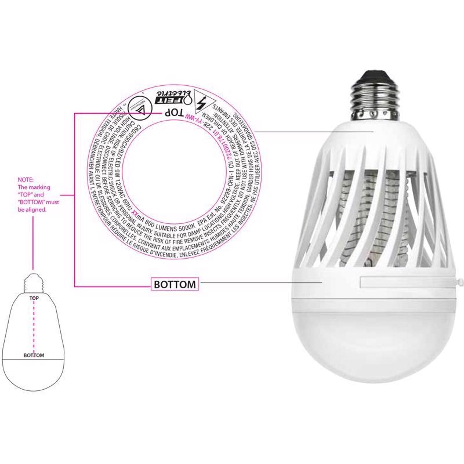 Feit Electric A19 E26 (Medium) LED Bug Zapper Bulb Daylight 60 W