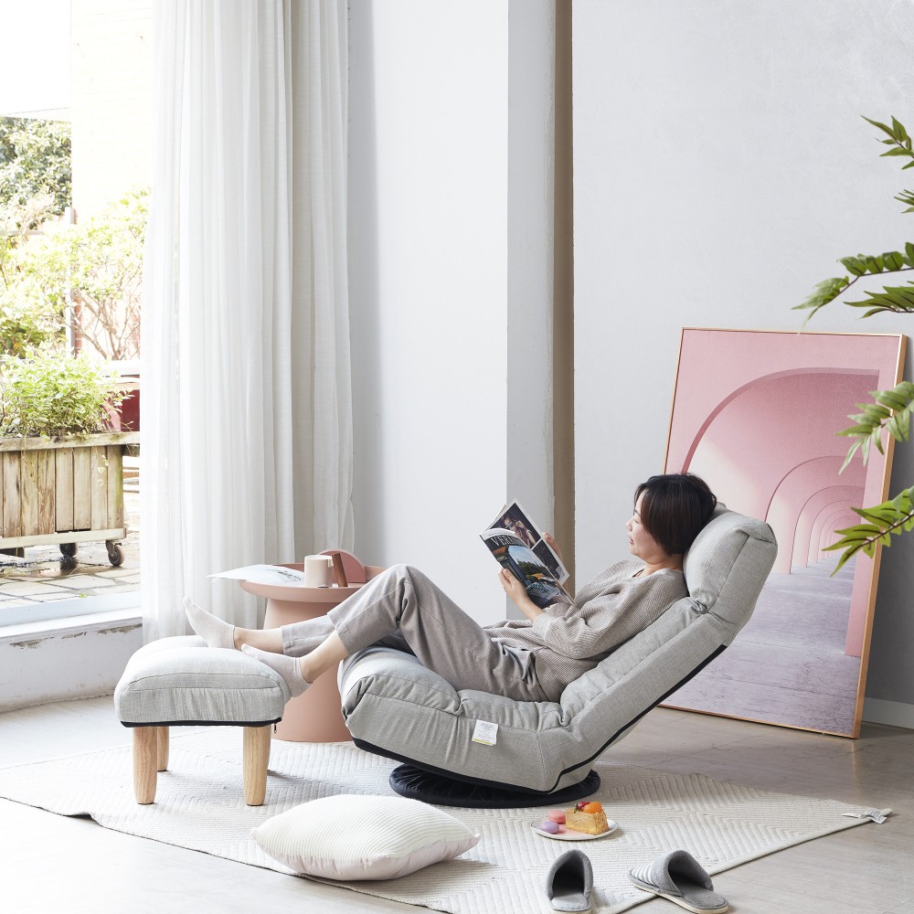 Lazy Sofa Balkon Freizeitstuhl Einzelsofa klappbar Relaxsessel mit Fußstütze-