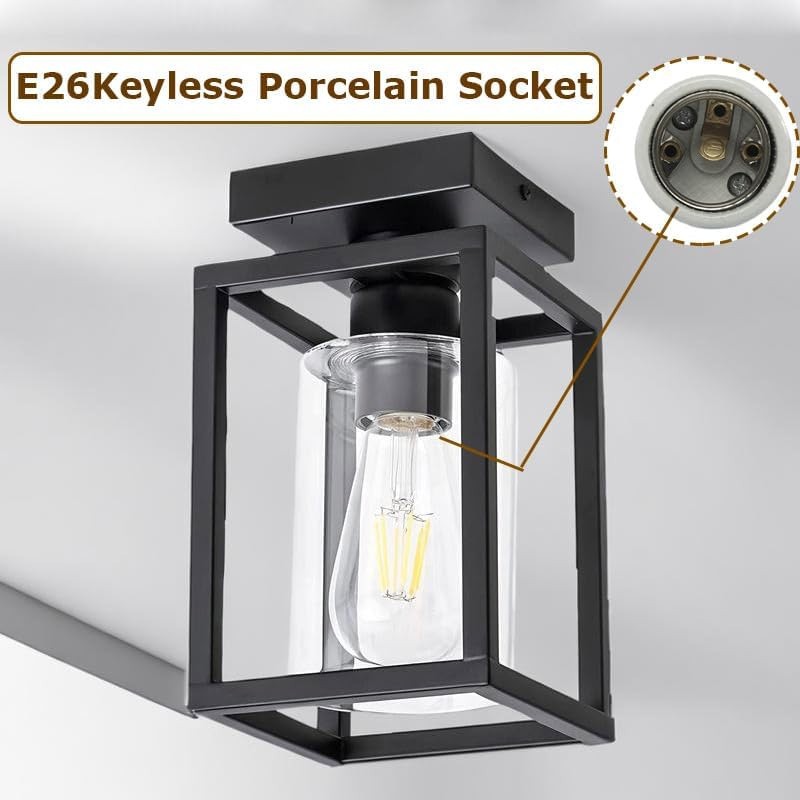 Keyless E26 Porcelain Socket,JNXQWE Ceramic Medium Base Screw Socket with Hic...