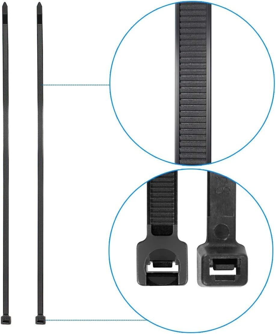 Black Zip Ties 6 Inch 40 Lbs UV resistant Cable Ties 100 Pack | Self-locking,...