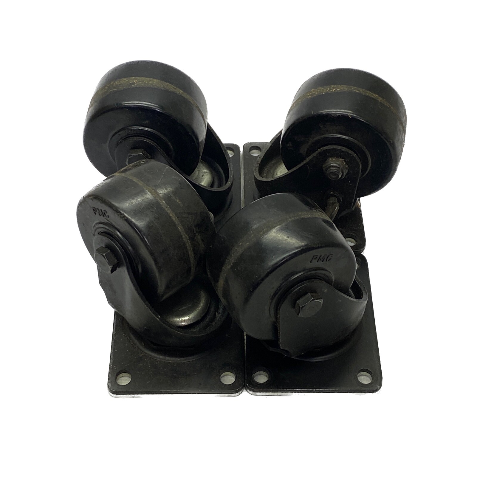 SET OF 4 USED PMC 3” Wide Double Bearing Swivel Caster Wheels
