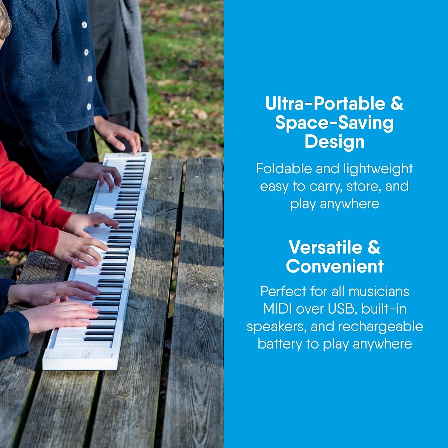 Portable 88 Keys USB MIDI Controller Digital Piano - Rechargeable & Foldable