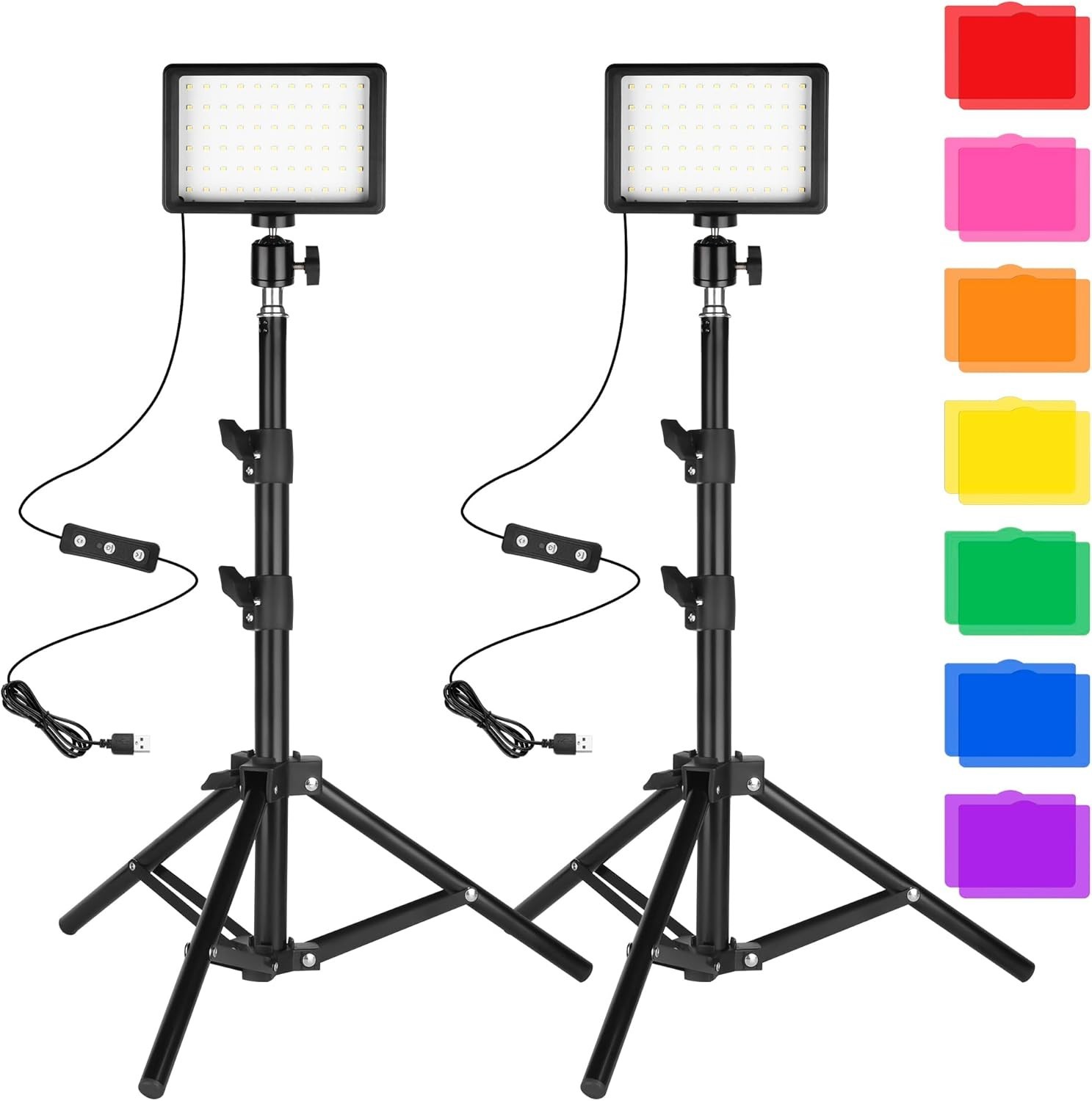 Luz De Video Led Para Camara, Kit De Iluminacion De Fotografia Rgb 2 Paquetes US