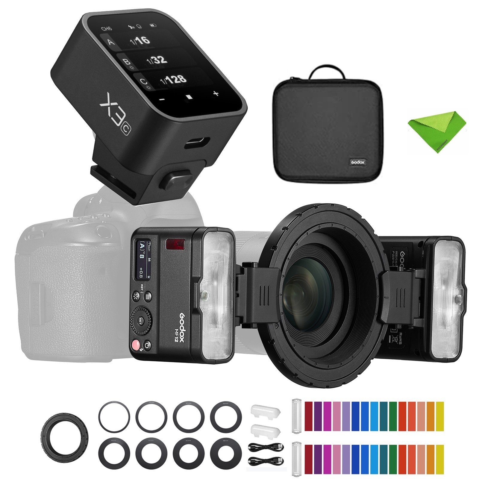 Godox MF12 MF12-K2  2.4G Wireless Macro Flash with X3-C Flash Trigger for Canon