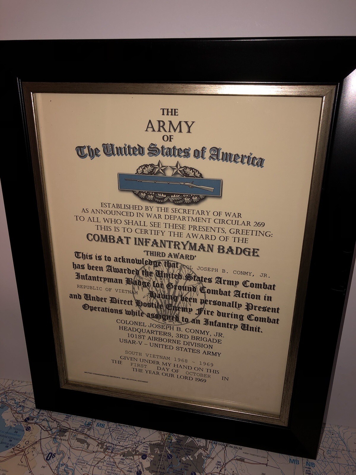 COMBAT INFANTRYMAN BADGE 3RD AWD [RVN] REPLACEMENT CERTIFICATE(COMMEMORATIVE) T3