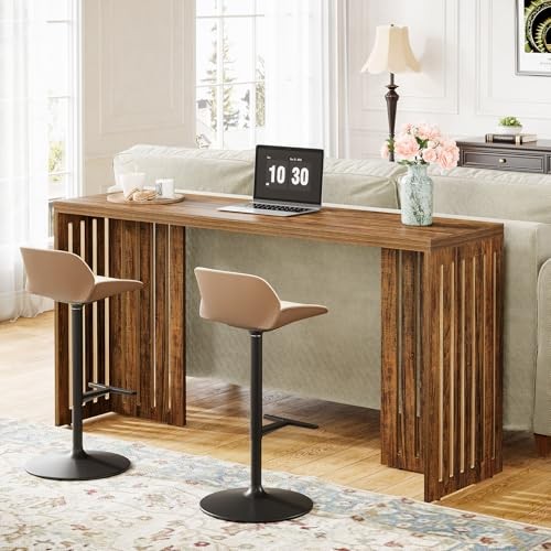 Tribesigns Bar Table, 63-Inch Counter Height Pub Table, Industrial Rustic Brown