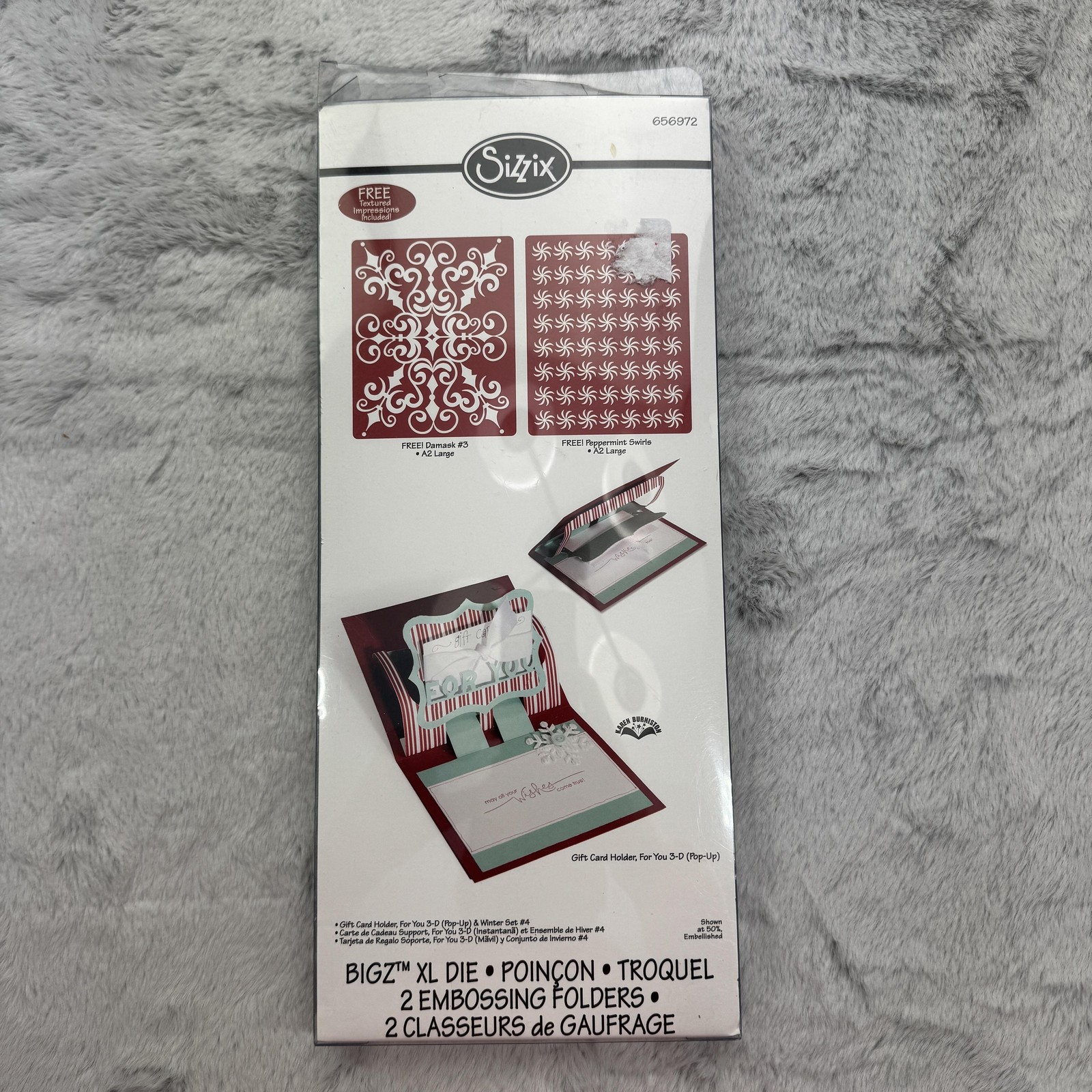 Sizzix Bigz XL Die Gift Card Holder For You 3D Pop-Up 656972 Peppermint Folders
