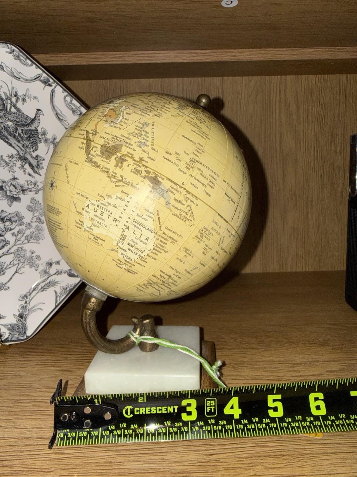 Home Essentials The Study Rotating Tabletop World Globe Wood Base