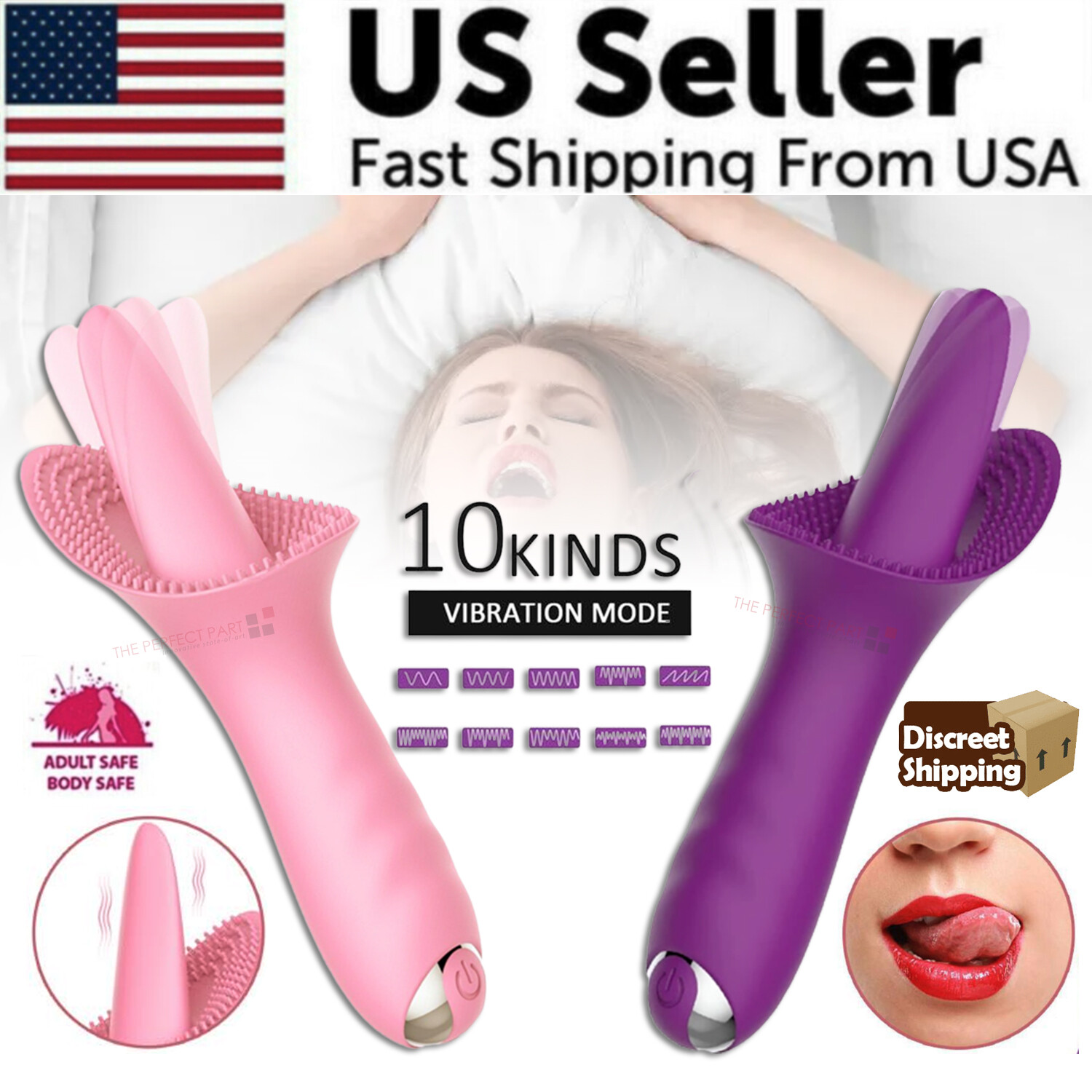 Clit Licking Tongue Sucking Vibrator G-Spot Oral Massager Sex Toys For Women US
