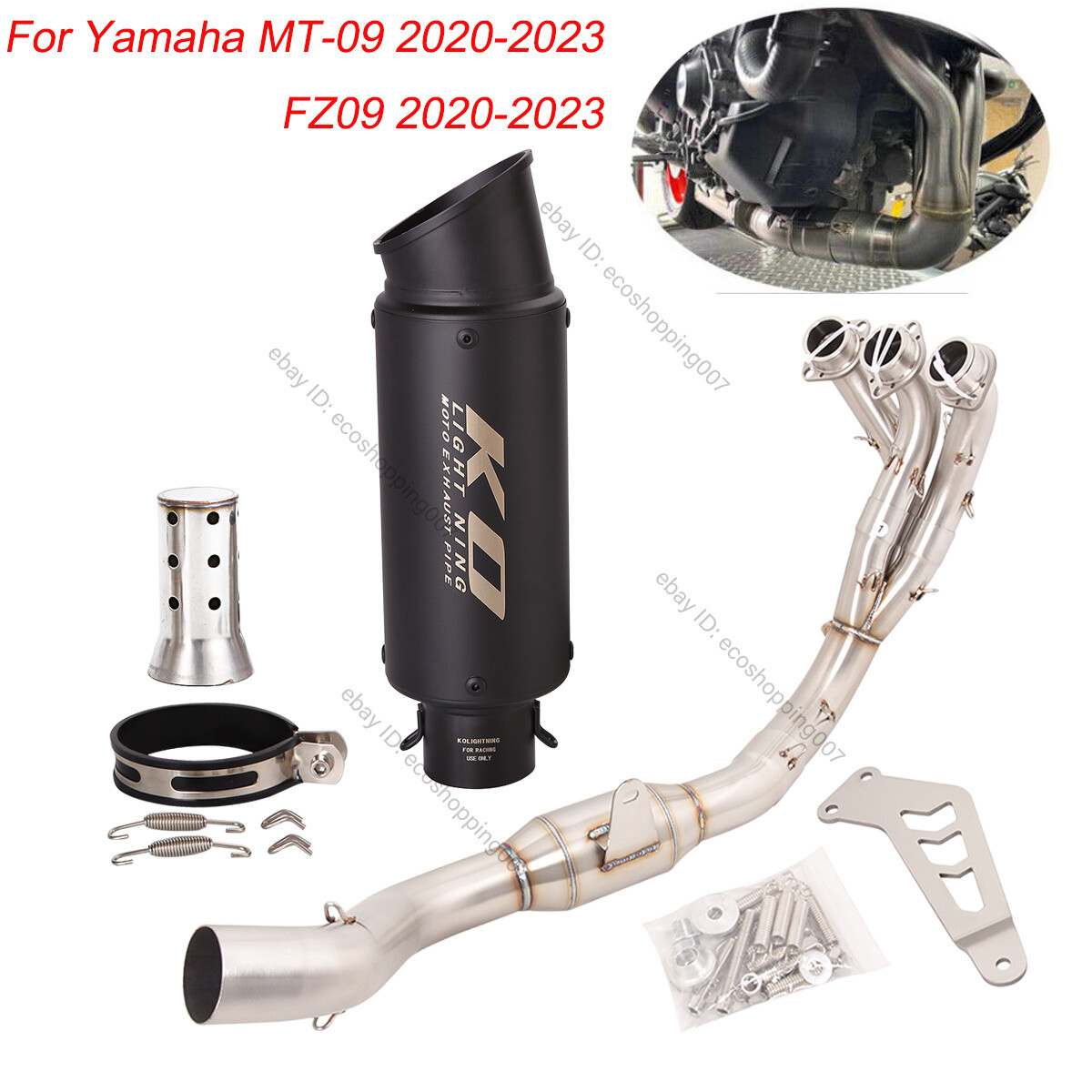 For Yamaha MT-09 FZ09 2020-2023 Full System Exhaust Mid Link Pipe 51mm Mufflers