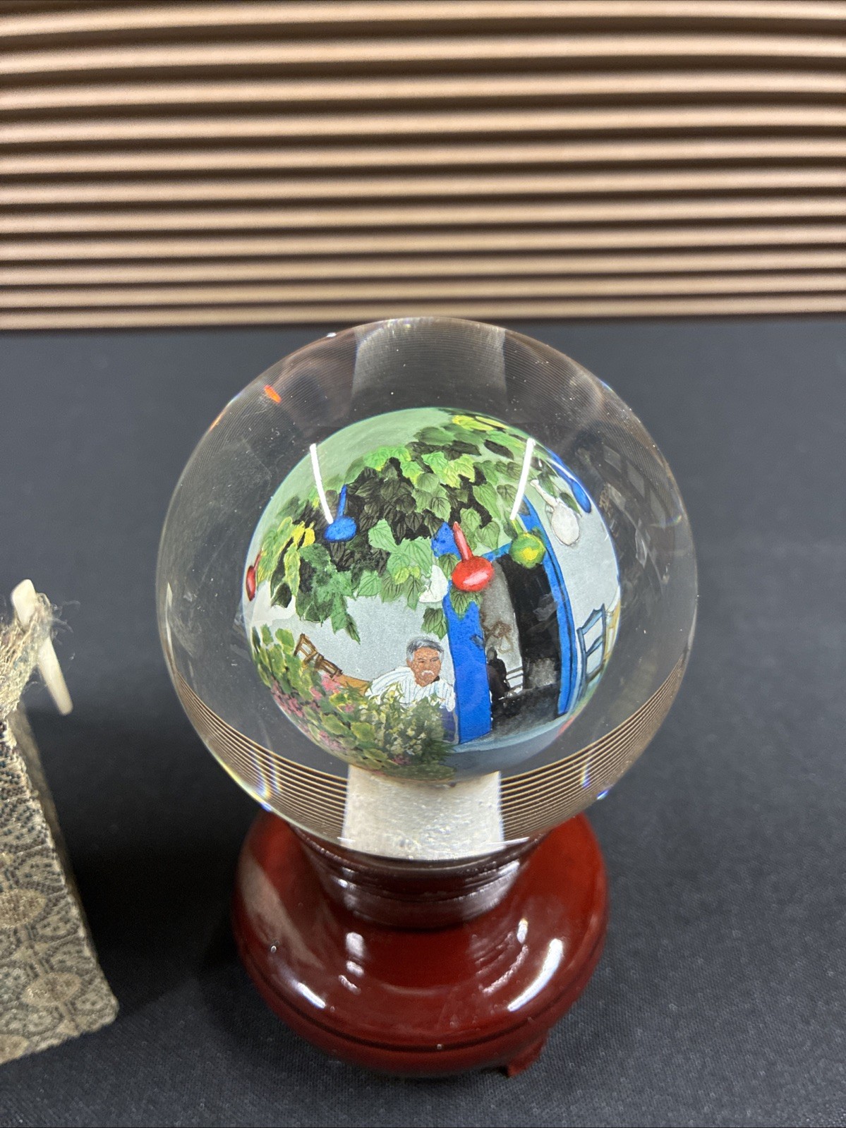 Reverse Painted Art Glass Globe “Greek”.
