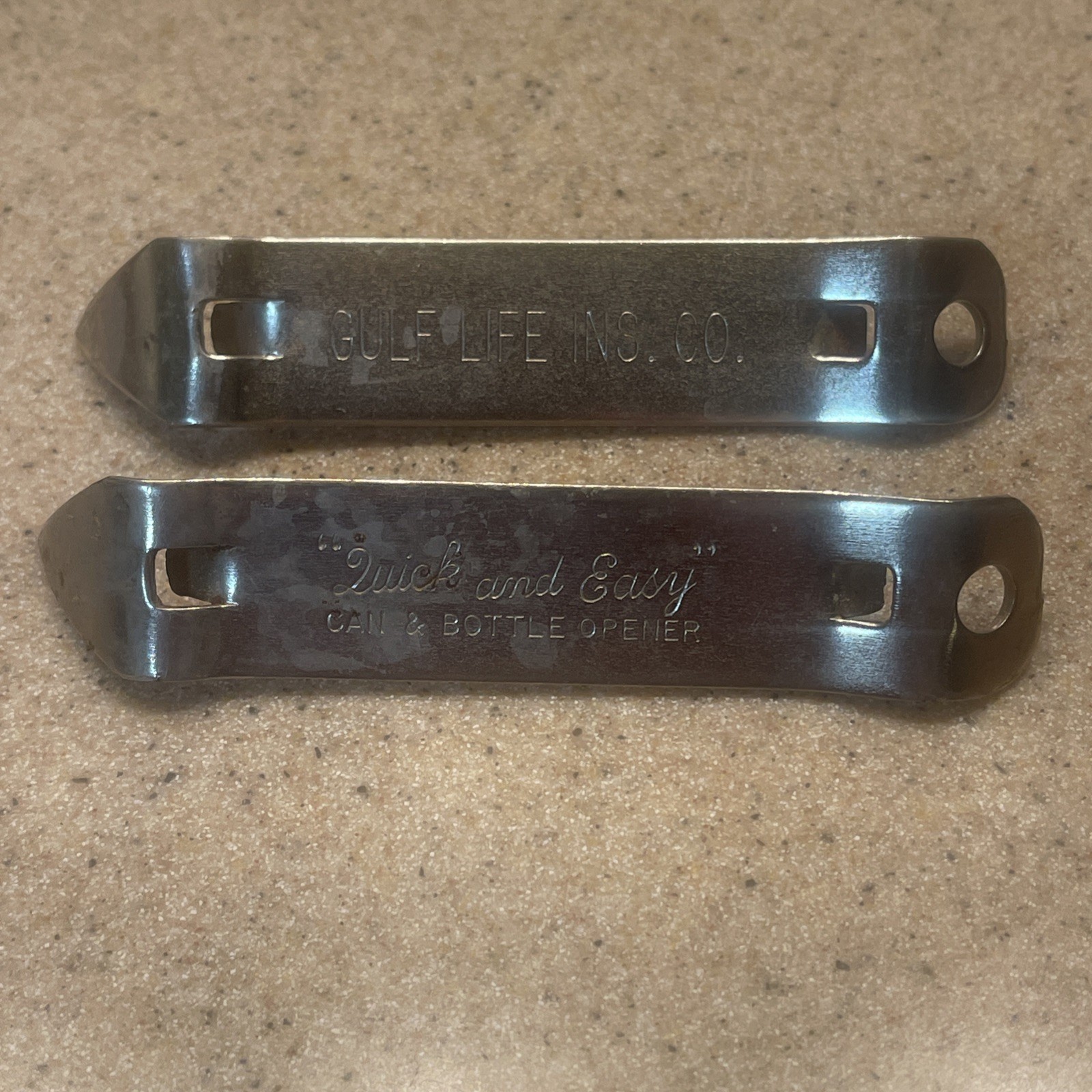 Vintage Lot 2 Can Bottle Opener Quick And Easy Gulf Life Ins Co