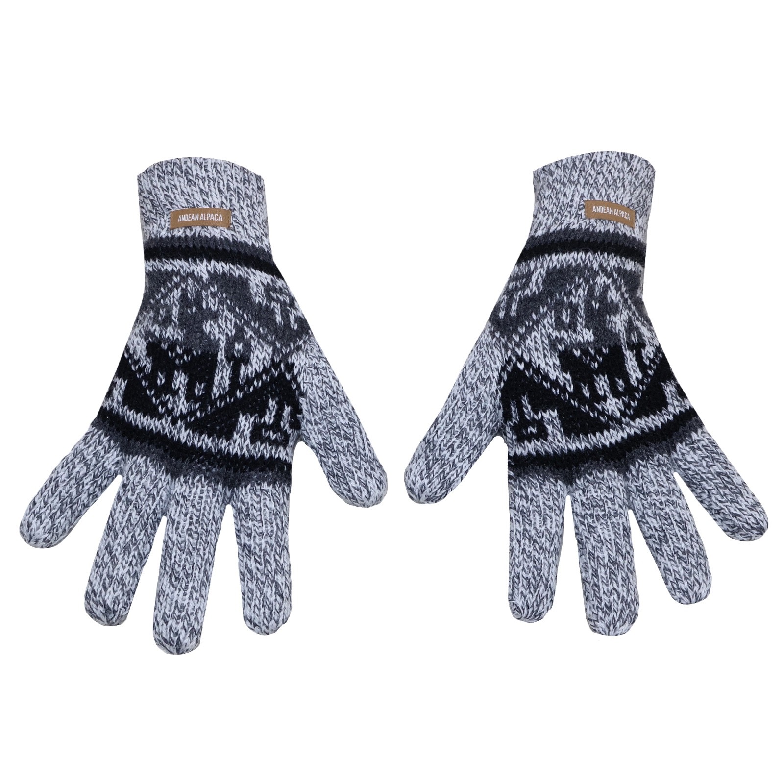 HANDMADE ANDEAN ALPACA MEN'S M LIGHT GRAY GLOVES