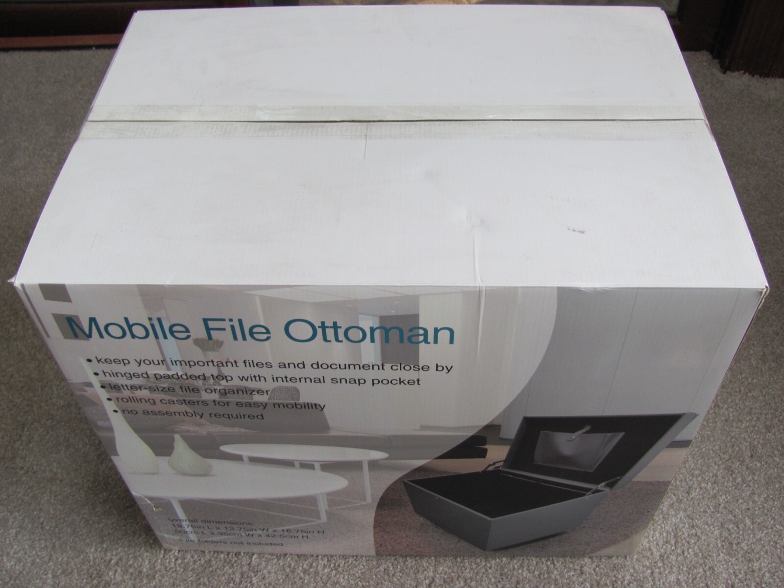 Brand New Mobile File Ottoman- TOPU003 (19.75in L x 13.75in W x 16.75in H)