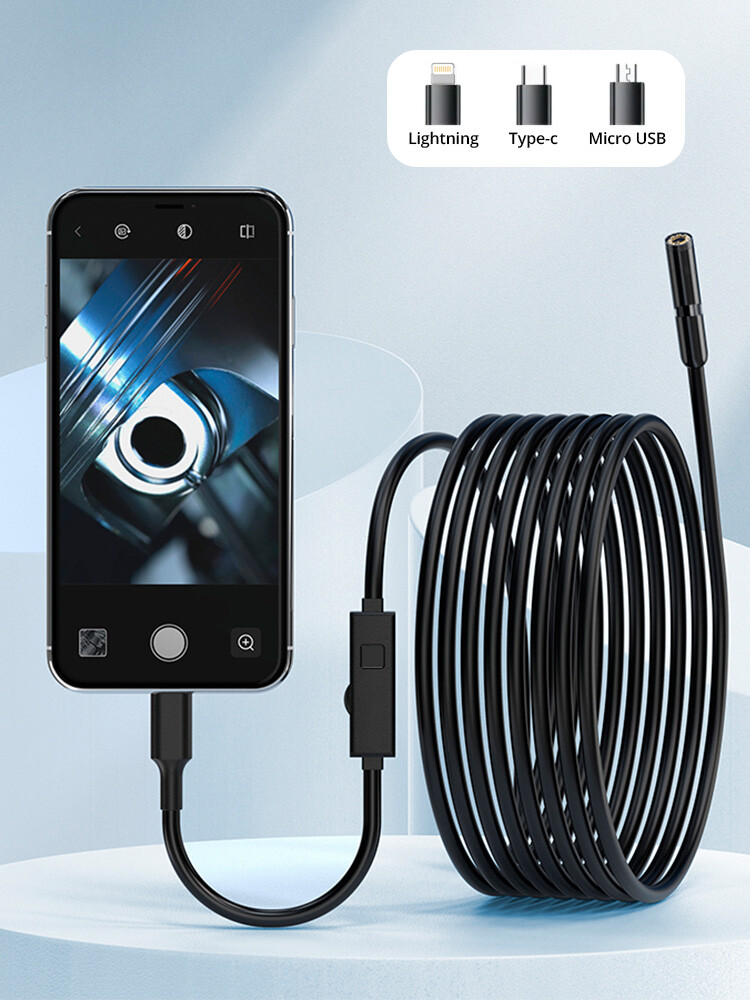 9.9FT 8 LED WiFi Snake Borescope Endoscope 8mm Inspection Camera for Android iOS