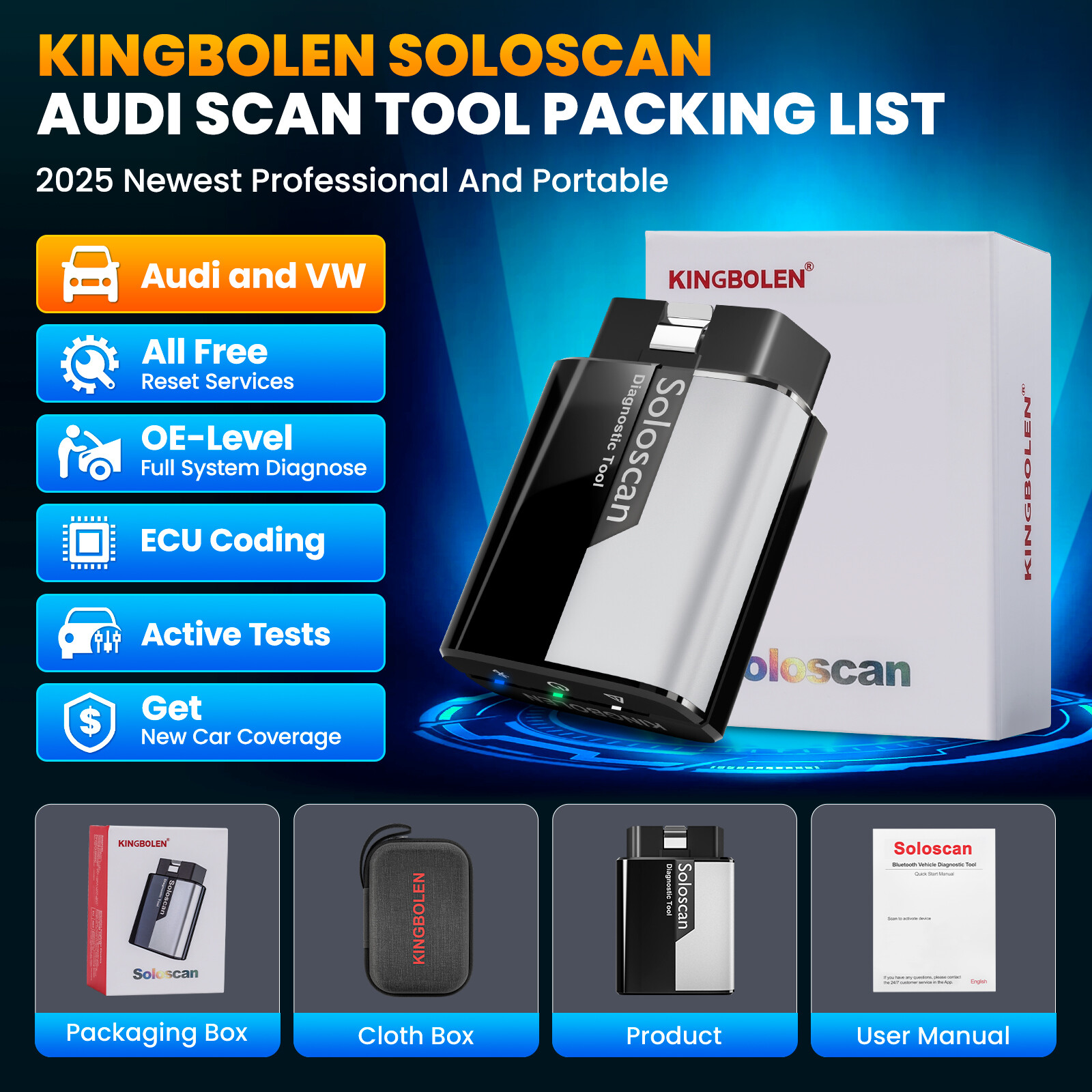 KINGBOLEN Soloscan For AUDI Bidirectional All System Car Diagnostic Tool Scanner
