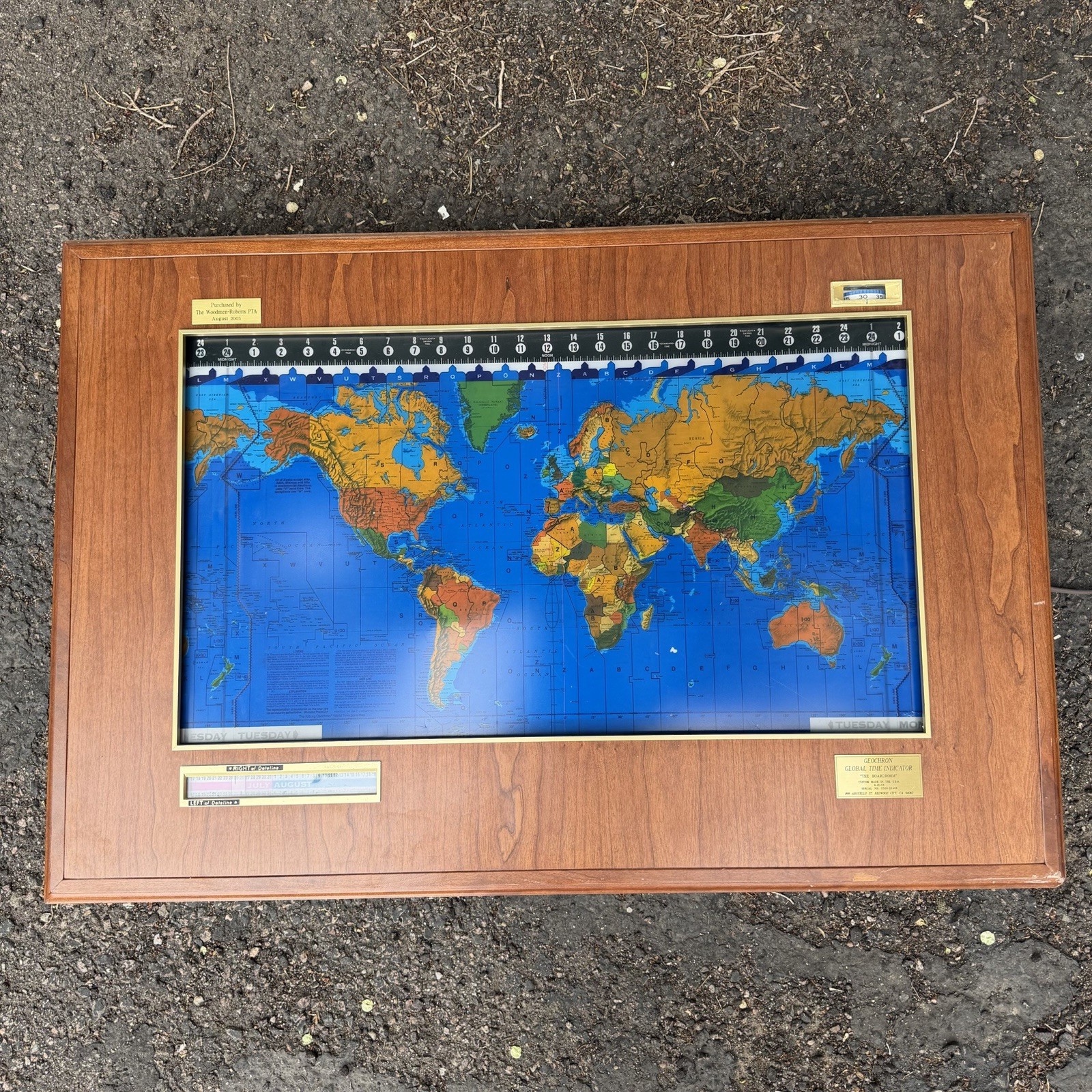 Geochron Global Time Indicator The Boardroom Walnut World Clock Map PARTS REPAIR