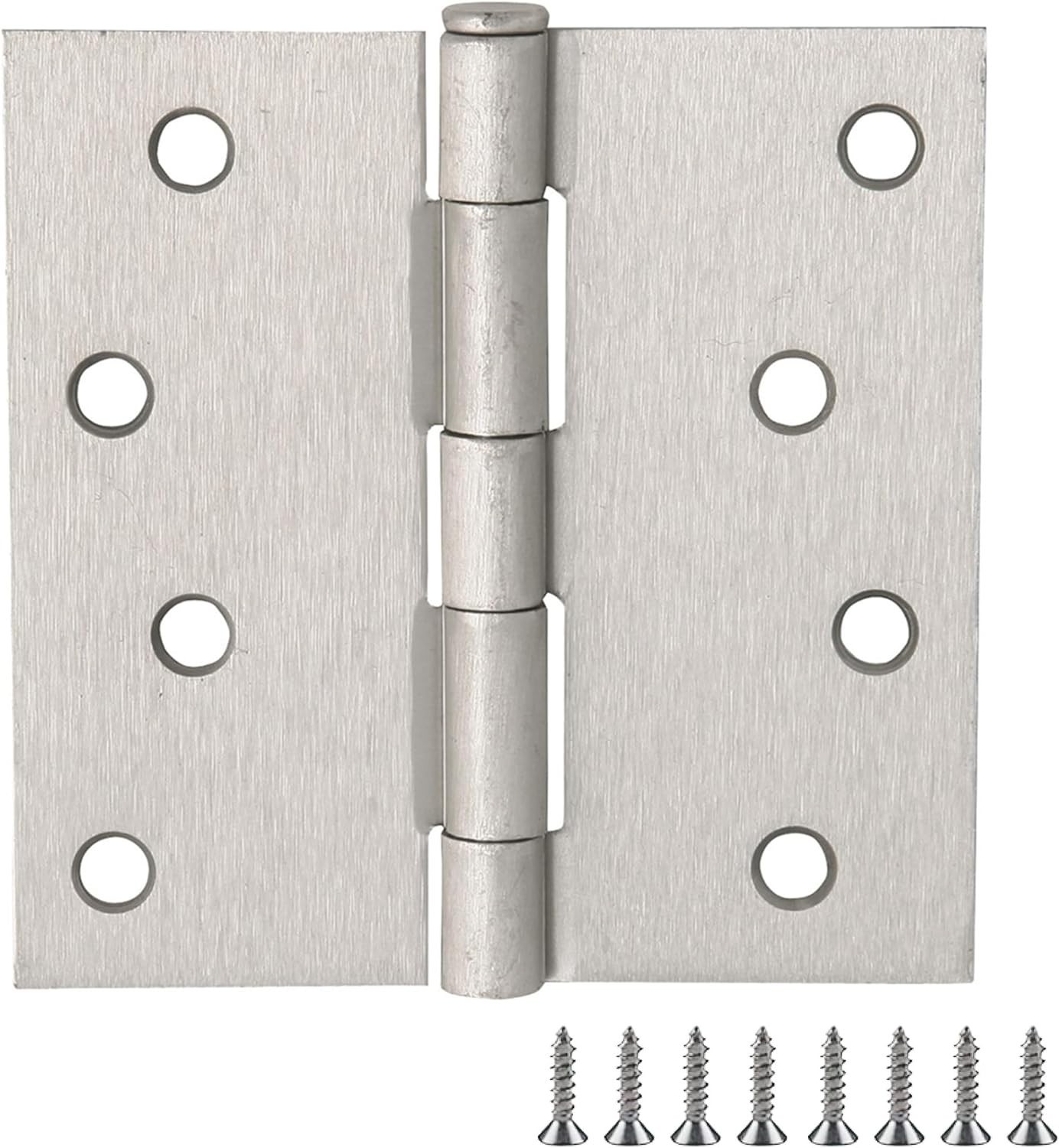 Interior Door Hinges, 10 Pieces, 4"x4", Steel, Square Corner, Finish