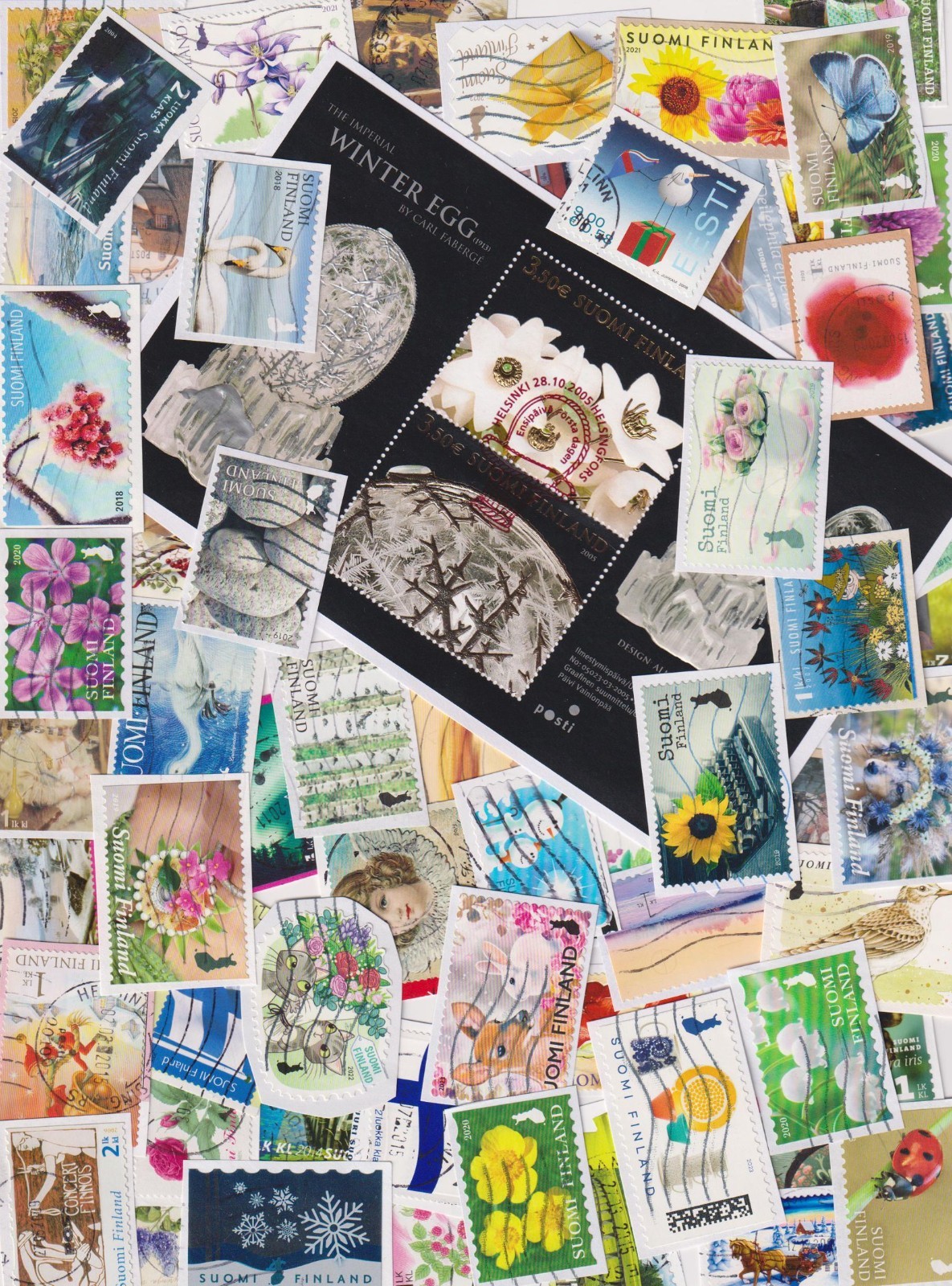 Finland Kiloware 100++ Different Pictorial Finland Euro Time Used Stamp On Paper