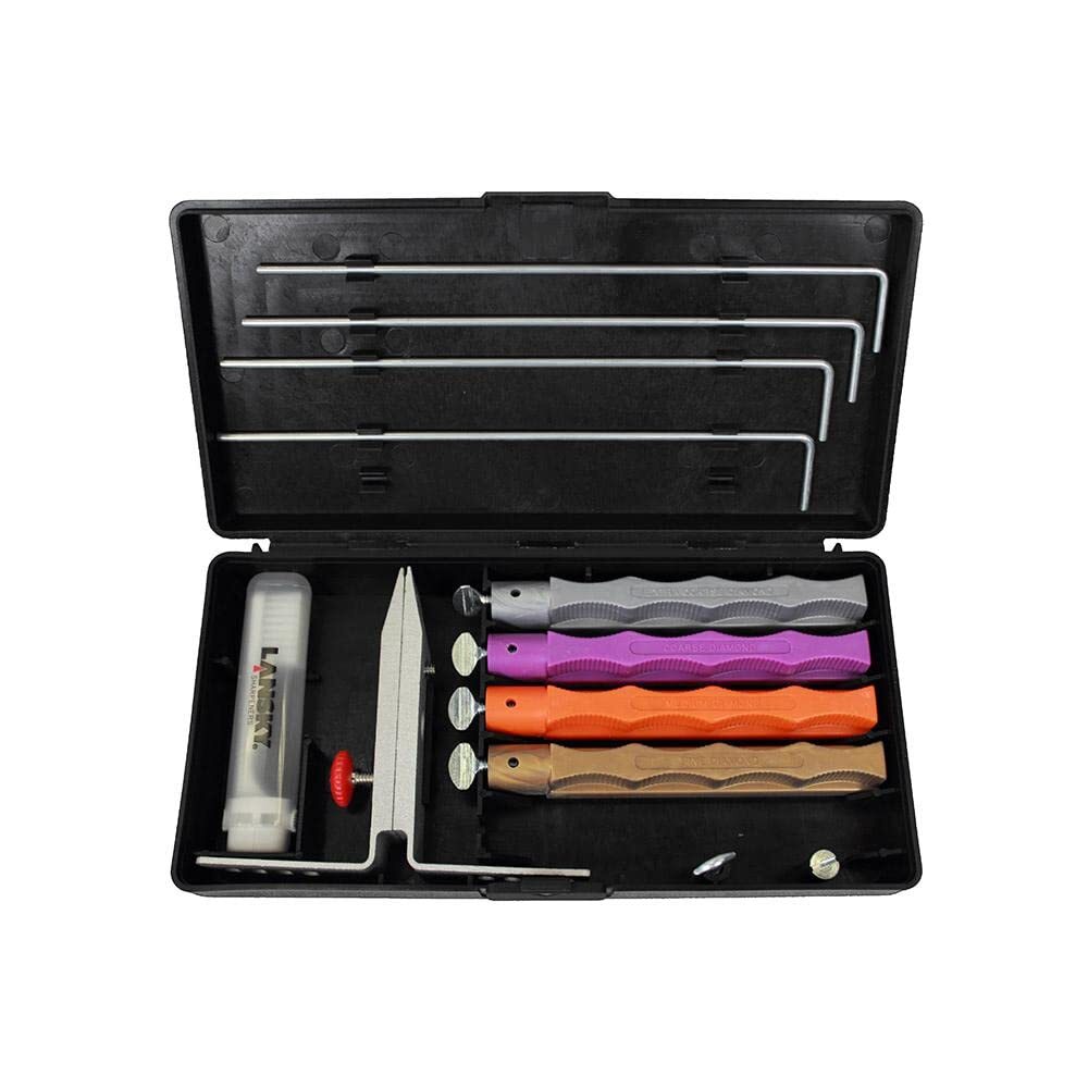Lansky 4 Stone Diamond Knife Sharpener Kit with Multi-angle Clamp