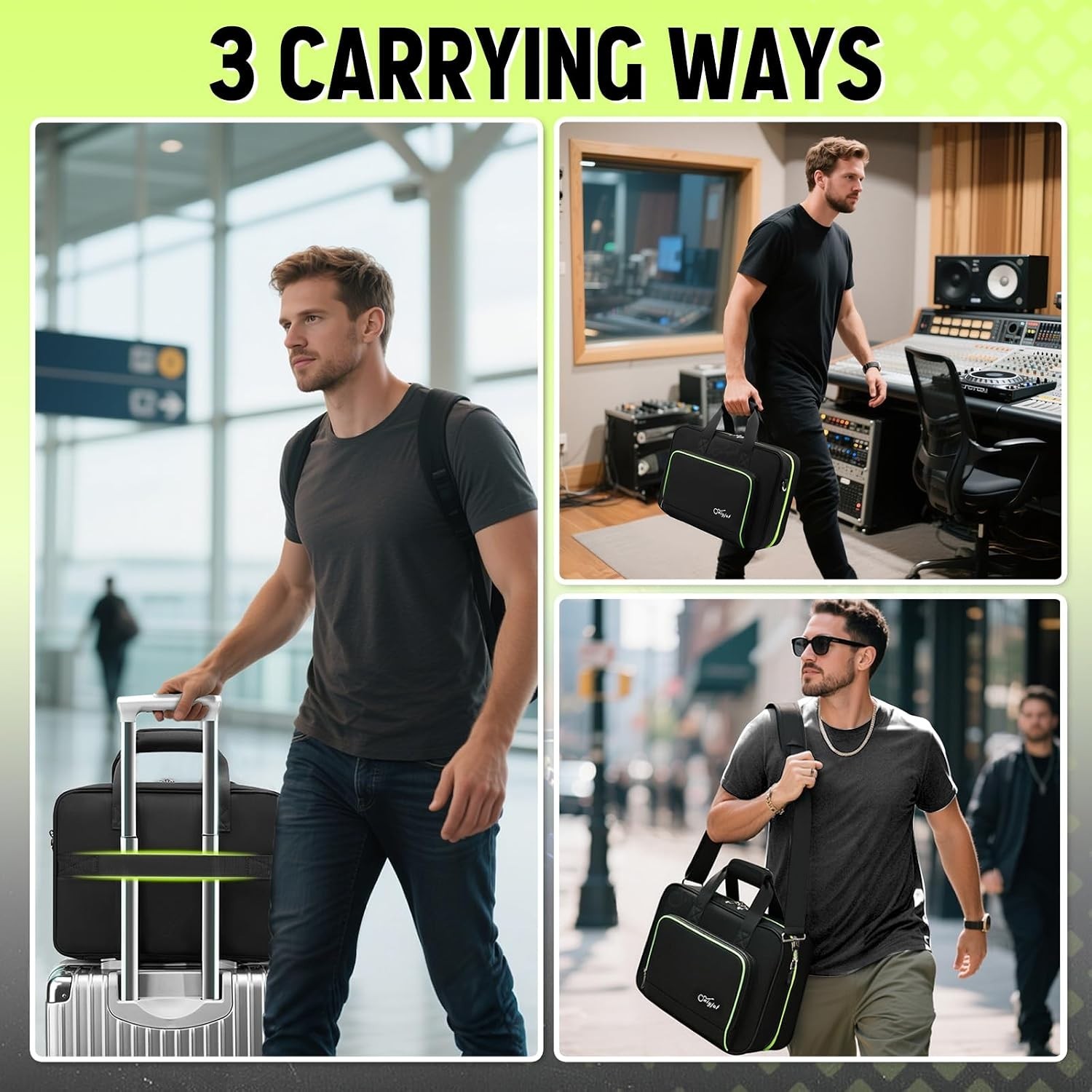Stylish DJ Controller Bag with Solid Pattern and Organized Storage Compartments