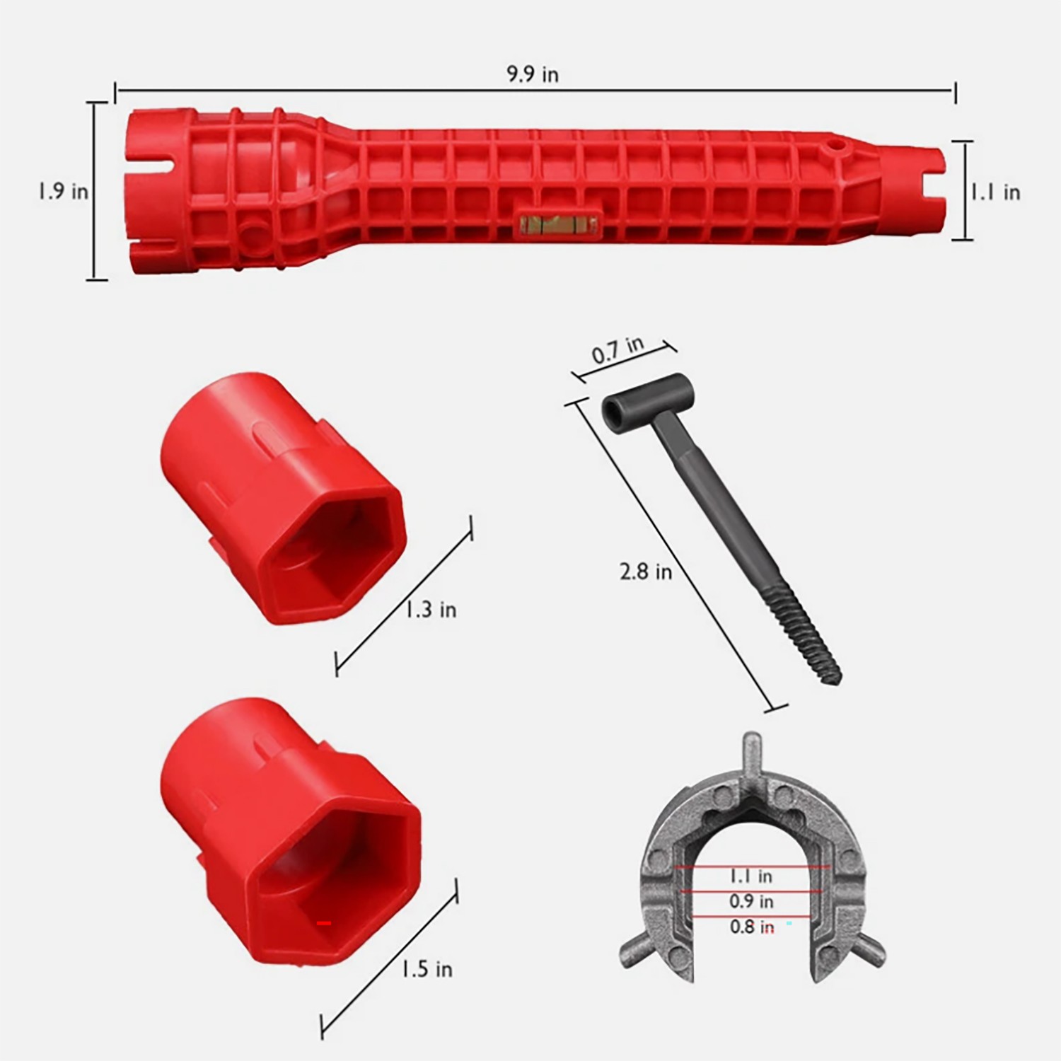 Faucet Sink Installer 8 in 1 Multi Tool Pipe Wrench Plumbing for Kitchen Bathroo