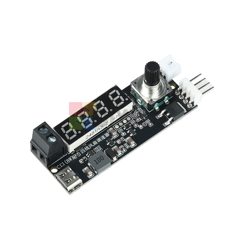 5V 12V 5A 4-Wire PWM Fan Speed Control Module Smart Temperature Control +Display