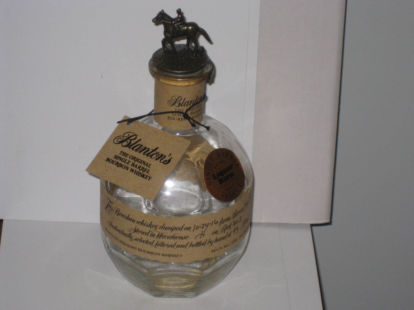 Empty 750 Blanton's Collectible Whiskey Bottle & B--Stopper, Dumped on 10-24-16